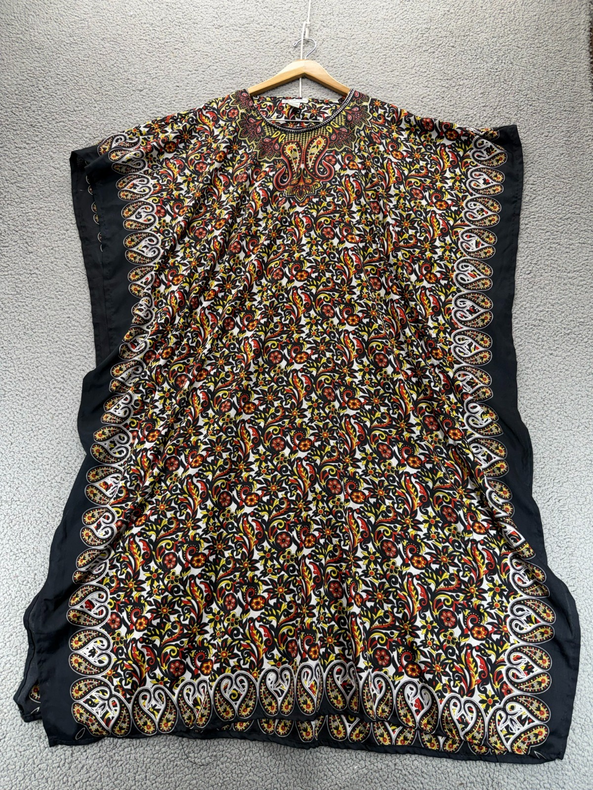 Cute Options Paisley Kaftan Dress Free Size Rayon Boho Maxi Lagenlook India