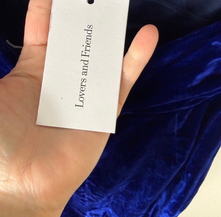 Lovers and Friends Navarin Velvet Blue Maxi Dress Size S