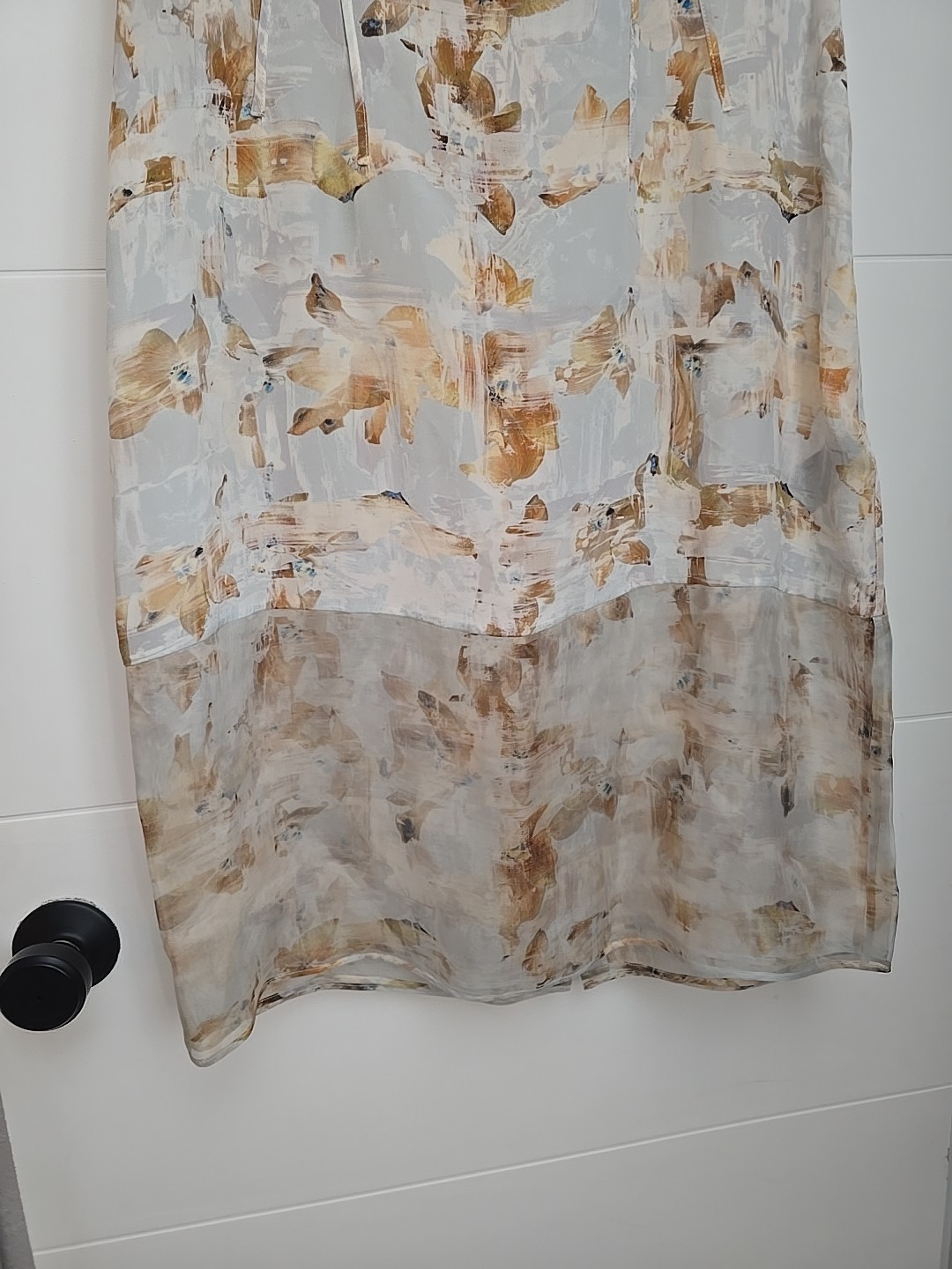 AllSaints Fleur Check Dress 100%Silk Abstract Floral Sleeveless Shift EU42 US 10
