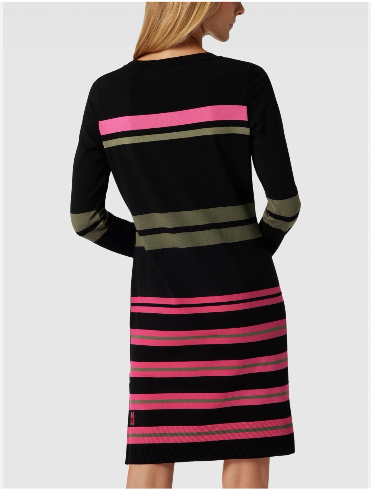 MARC CAIN Sport Striped RETHINK TOGETHER Stretch Knit Side Slit Dress N4 8 M / L
