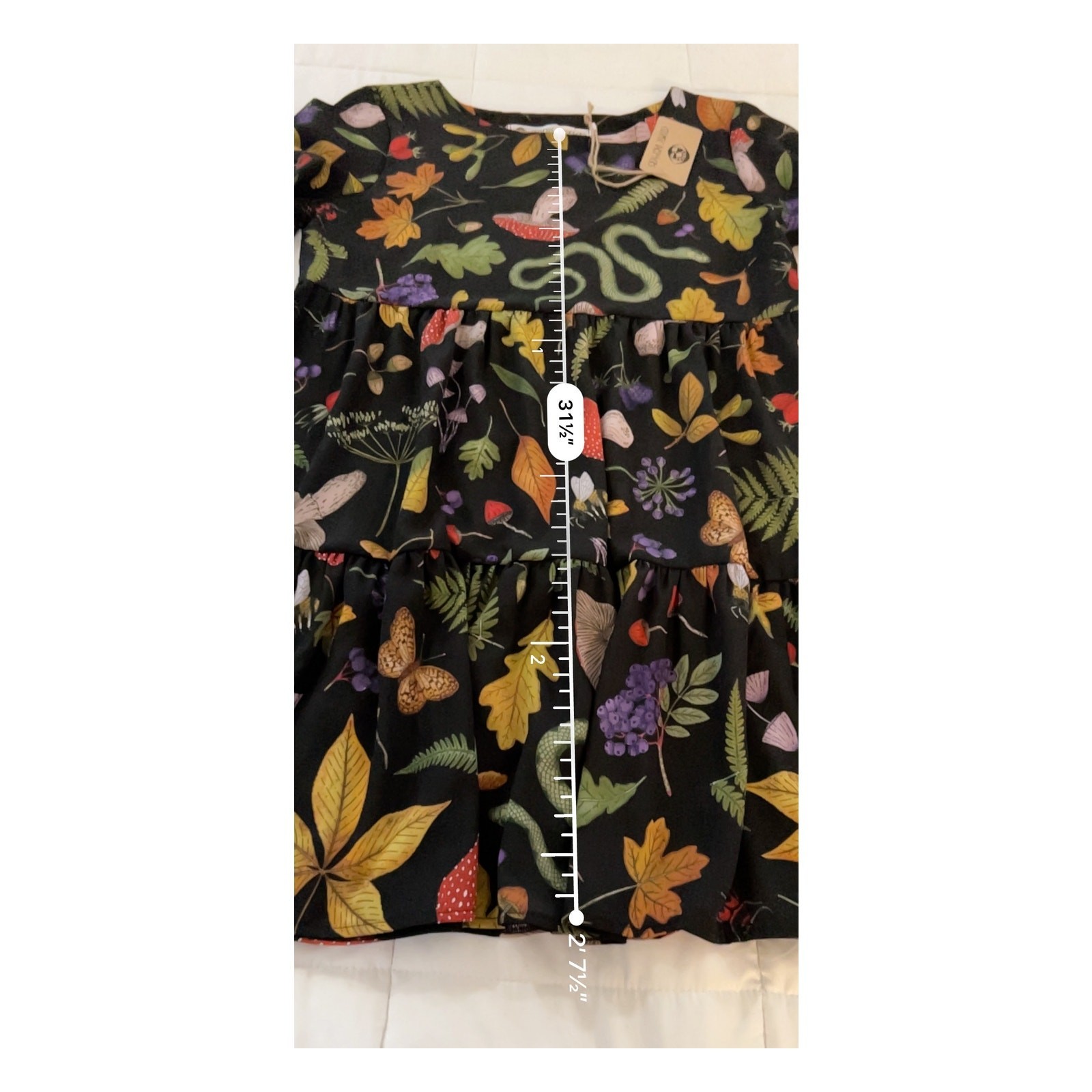 Cosmic Drifters Dress Boho Peasant Mushroom Leaf Snake Butterfly Sz 12 NWT