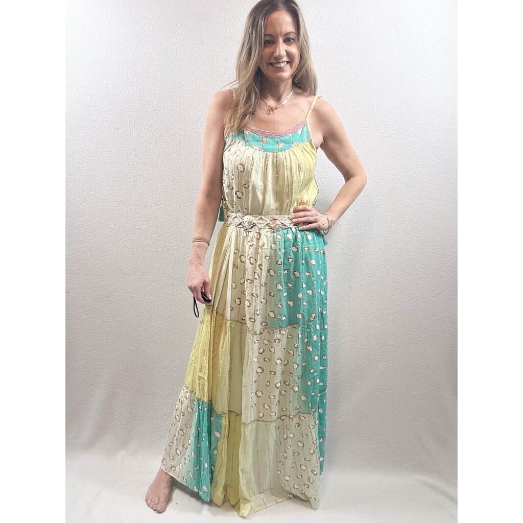 NWT High-End Boutique Maxi Dress w/ Gold Accents S/M Adjustable