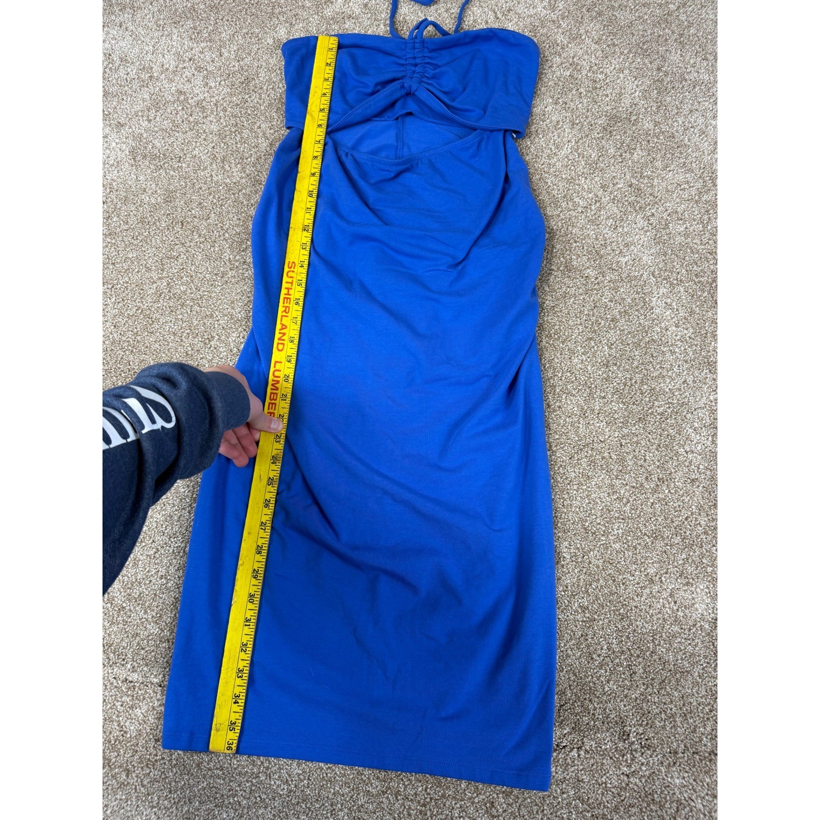 Isabel by Ingrid Isabel Maternity Halter Midi Dress Blue Cutout Ruched M Medium
