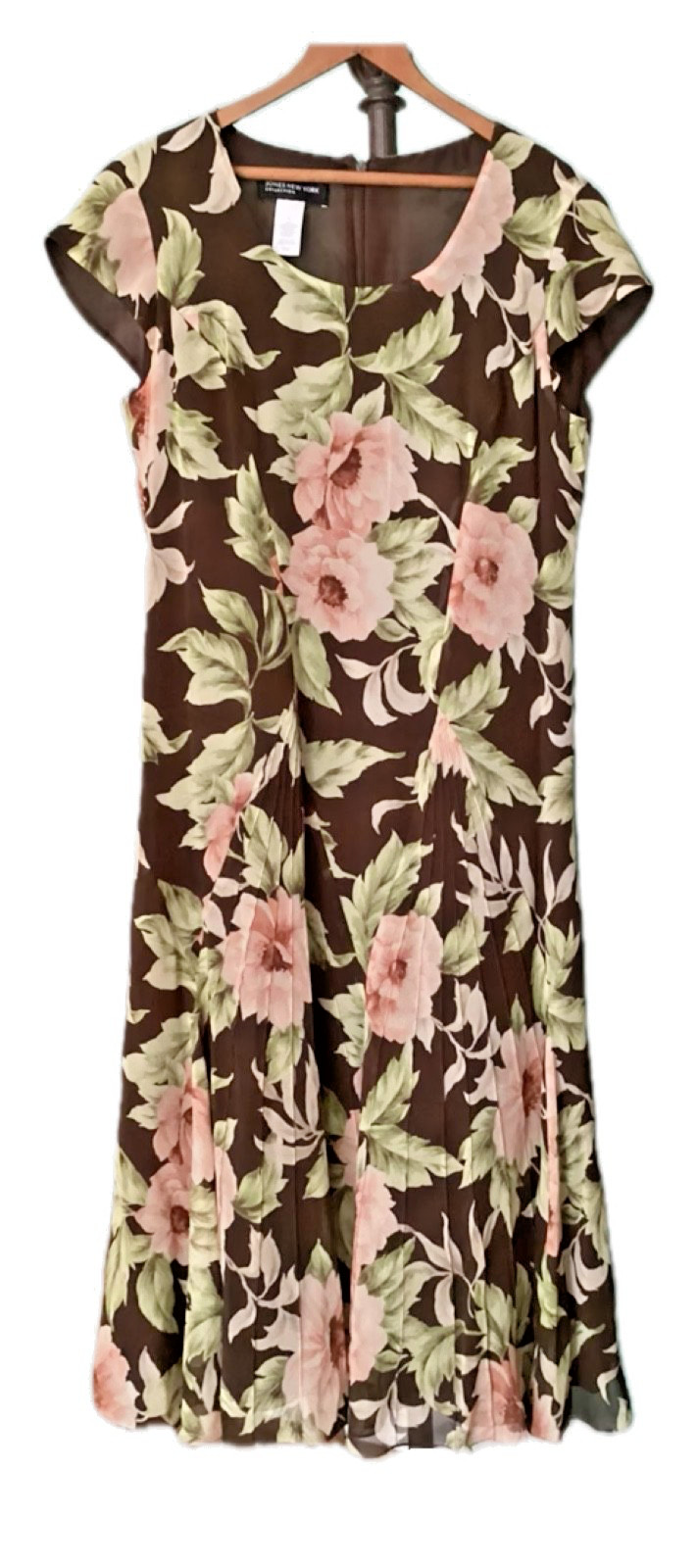 Jones New York 100% Silk Elegant Floral Maxi Dress Size 8 Formal, Luxury, Party