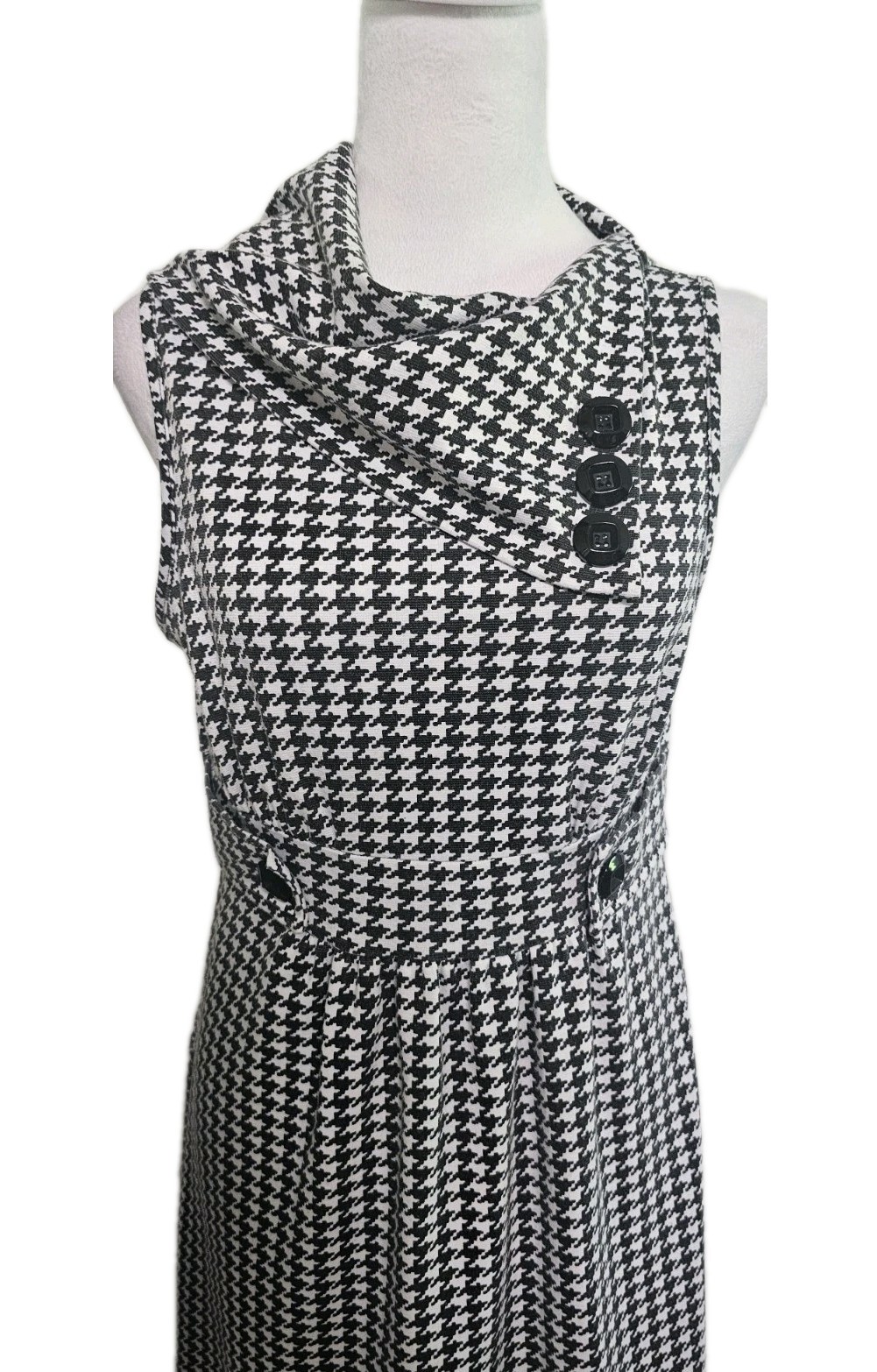 no tags Black And White Sleeveless Houndstooth Dress Pull Over Stretch Size S