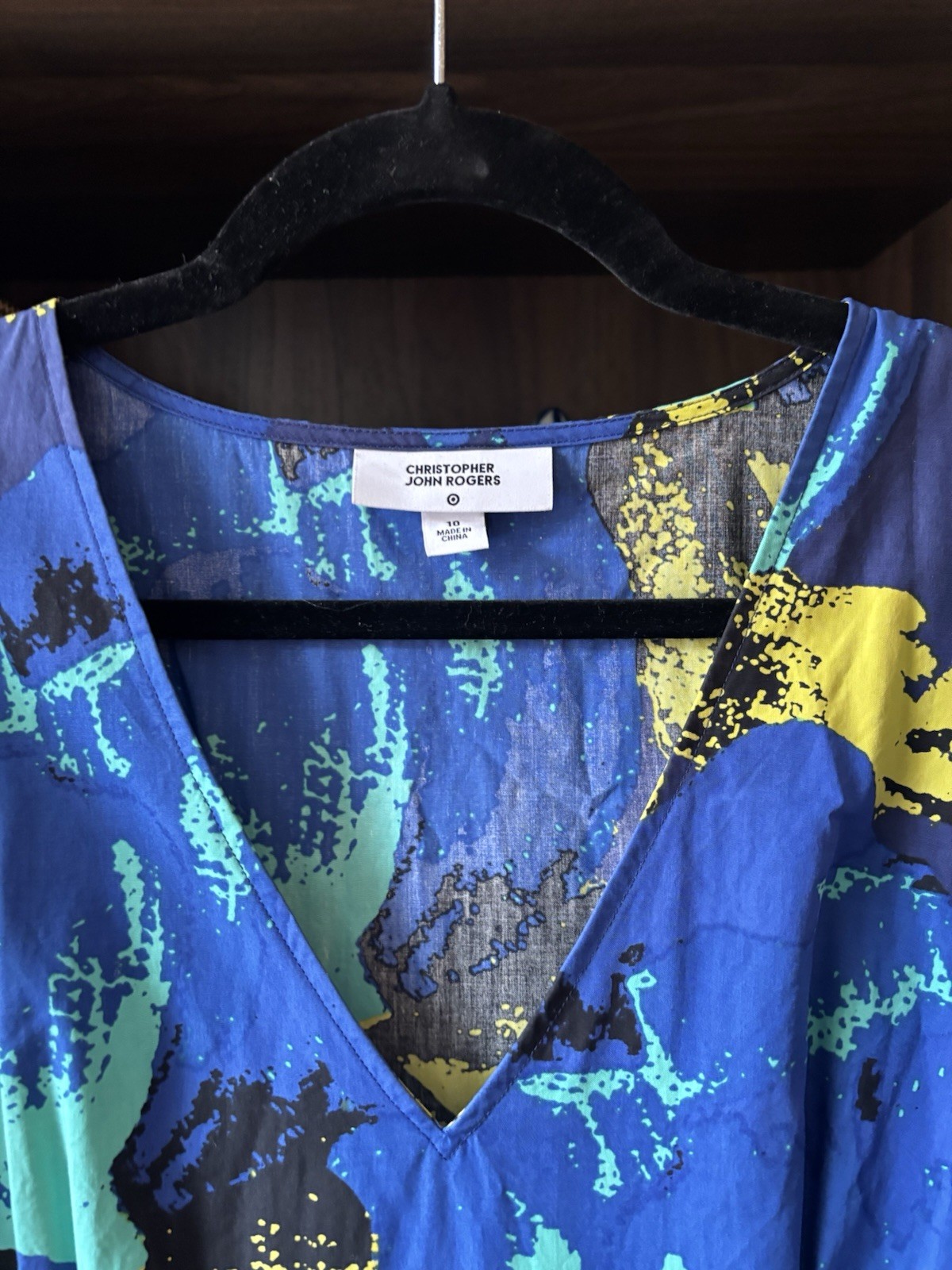 Christopher John Rogers for Target Blue V-Neck Flutter Sleeve Maxi Dress 10