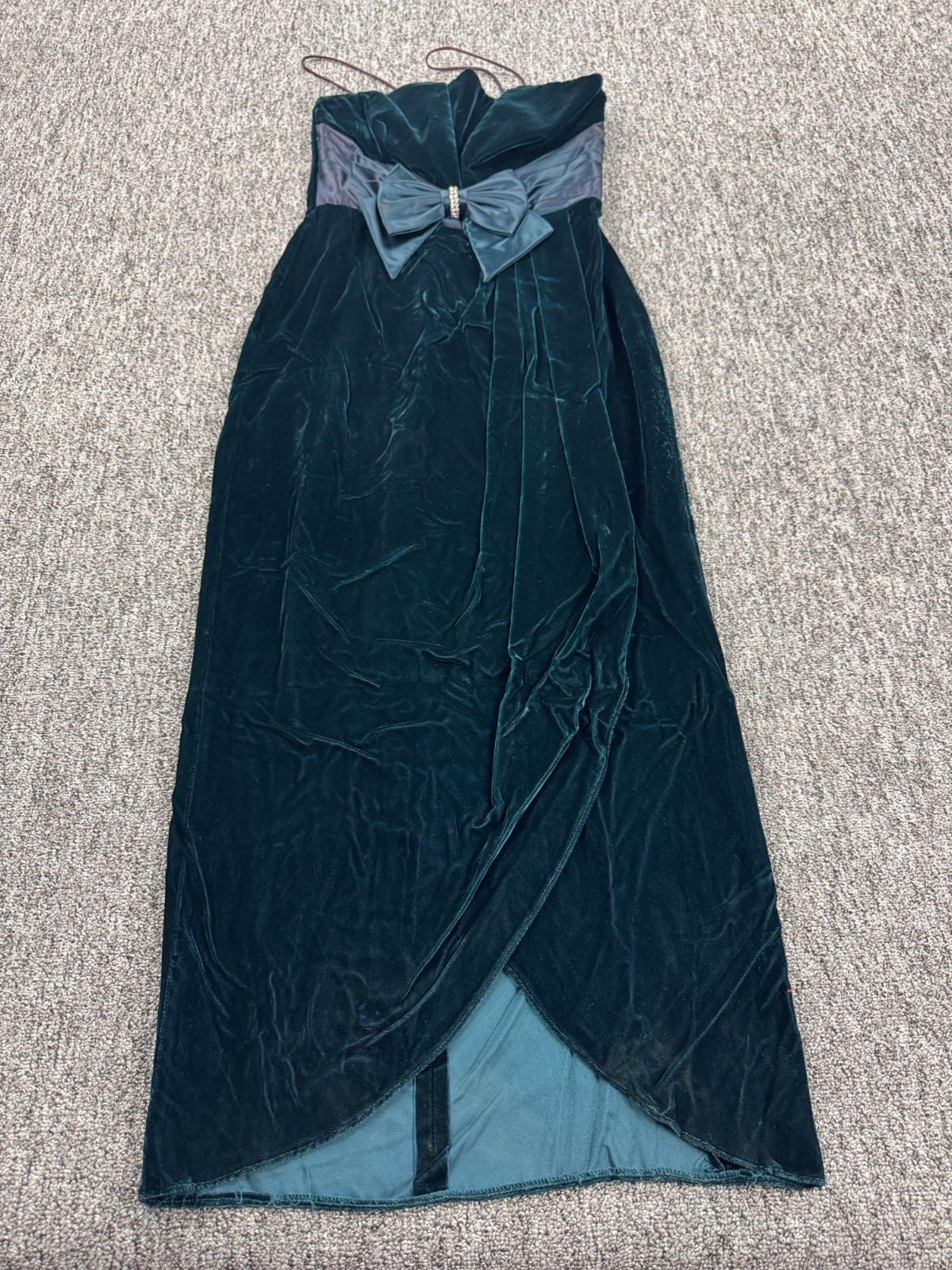Bari Jay Dress Women 11-12 Emerald Green Velvet Burnout Wrap Halter Cocktail Vtg
