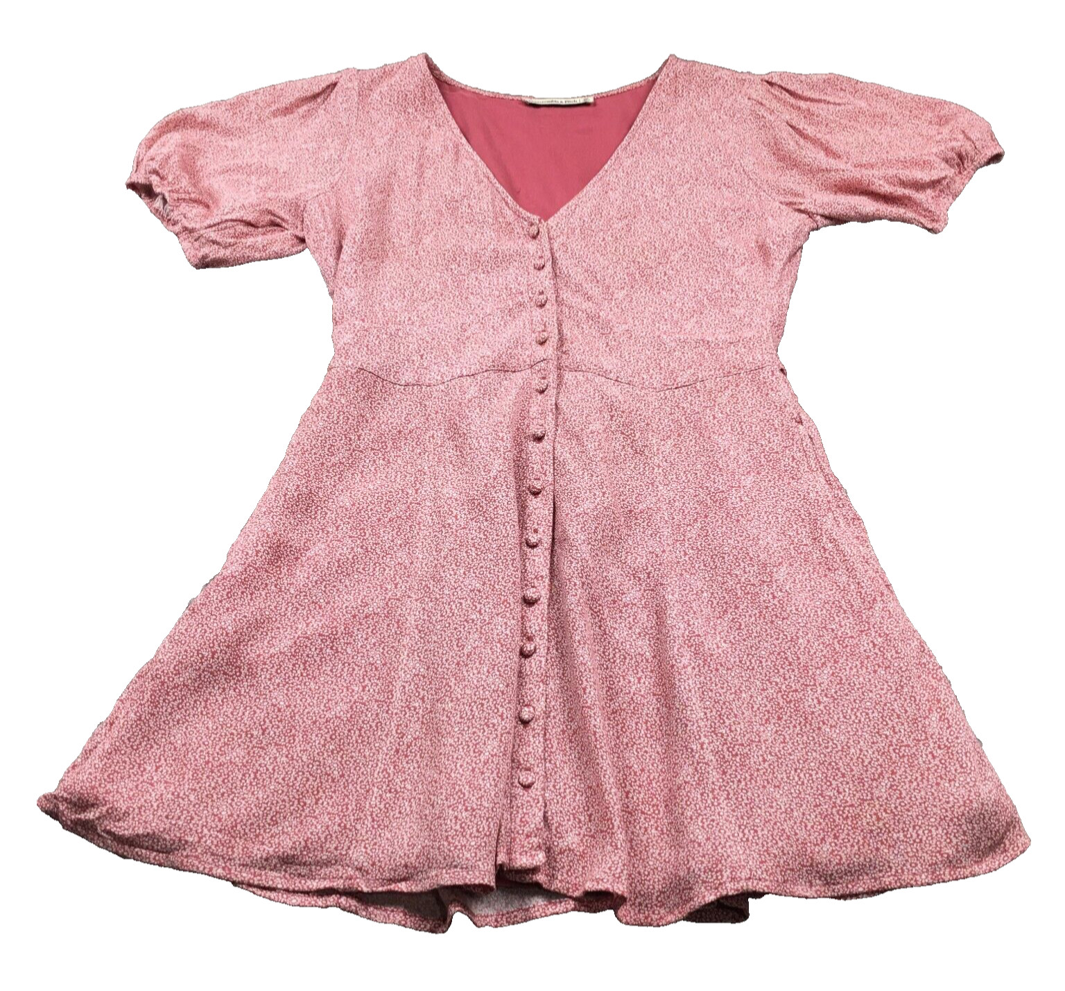 Abercrombie & Fitch Womens Dress Sz PS Pink Floral Button Tie-Back Puff Sleeves
