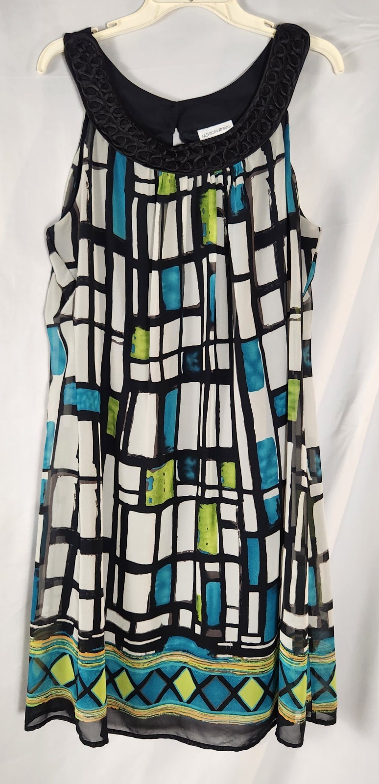 Fashion Bug Geometric Chiffon Indie/Y2K/2000s Scoop Neck Shift Dress 16
