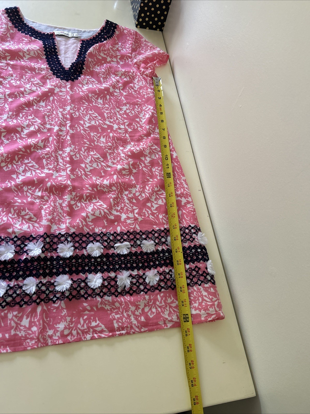 Vineyard Vines Spring Summer Dress Size 4 With Embroidery Trim Work