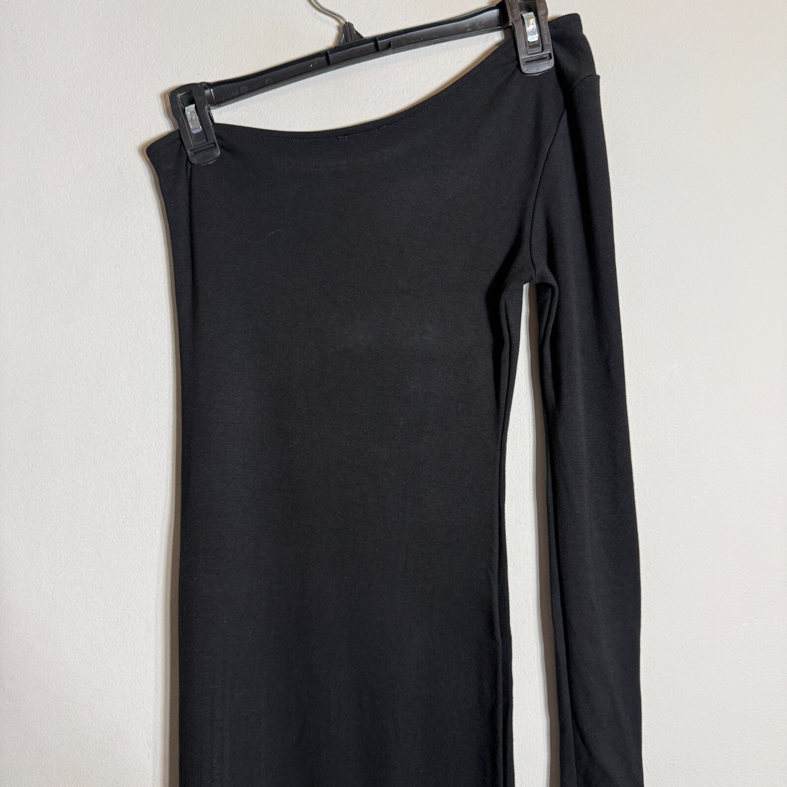 NLT One Shoulder Jersey Bodycon Midi Dress Women’s Small Black Side Slit LBD