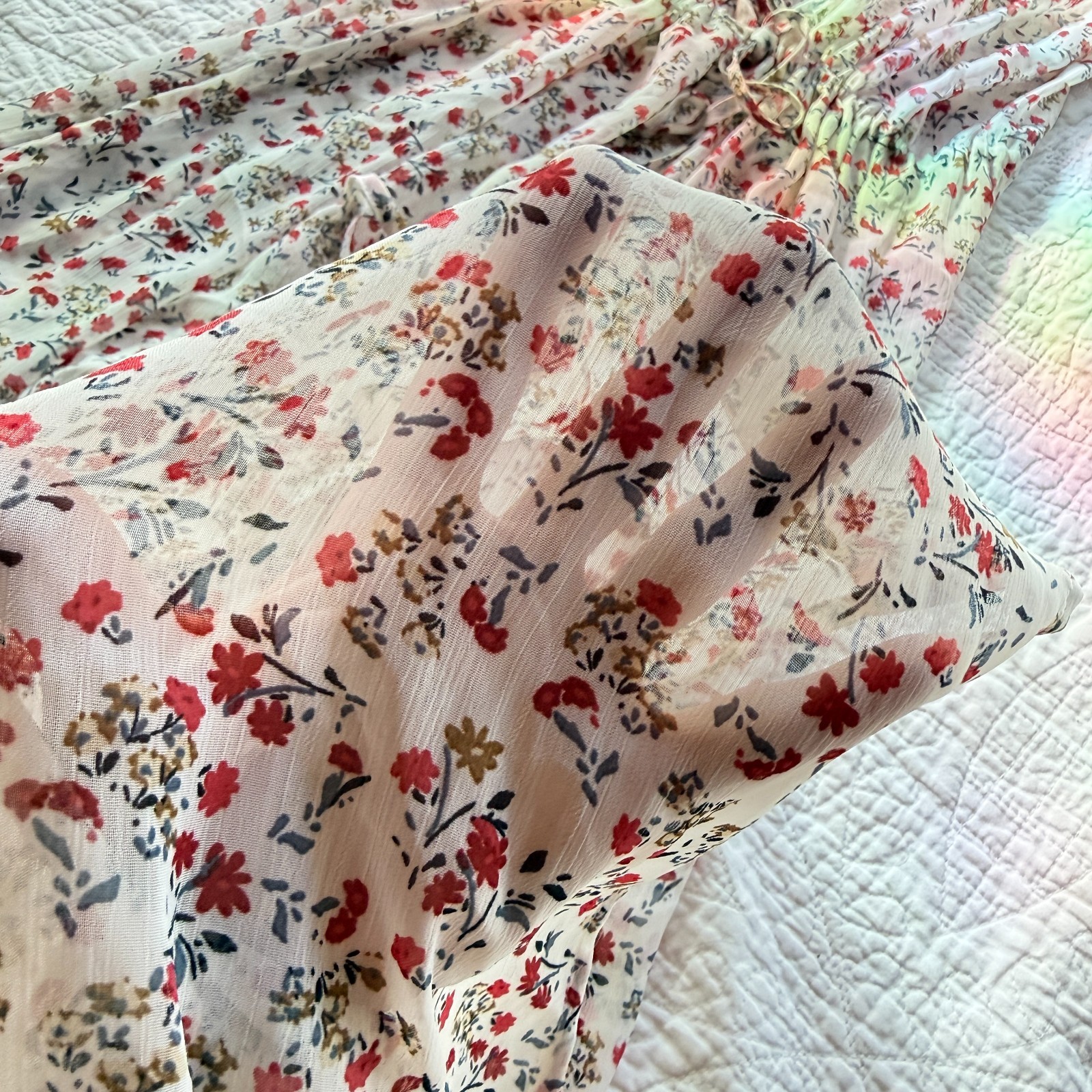 NWT DR2 Garden Party Ditsy Floral Sheer Dress Duster Cardigan Size S Cottagecore