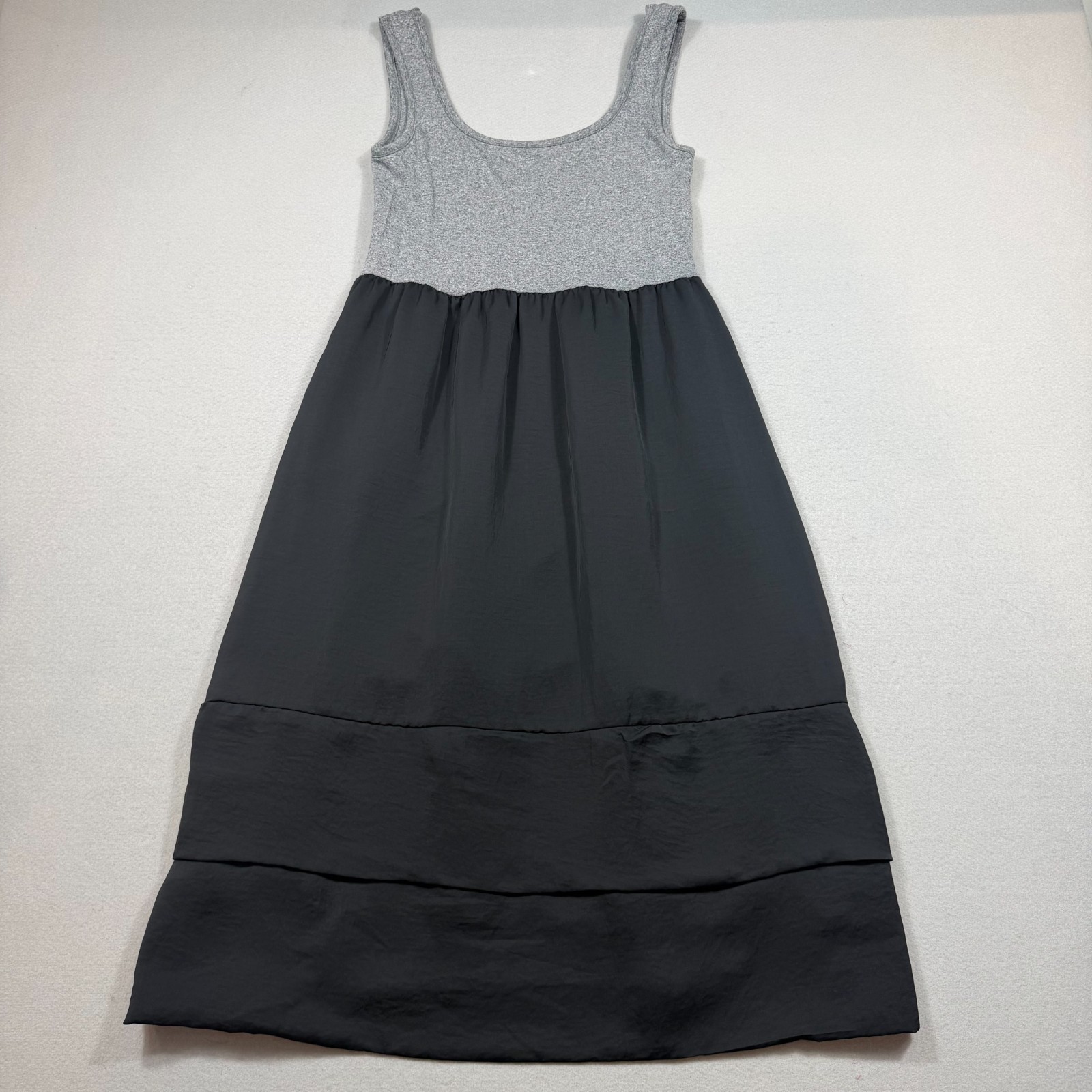 Mossimo M Gray Black Colorblock Tank Midi Dress Lagenlook Artsy Boho