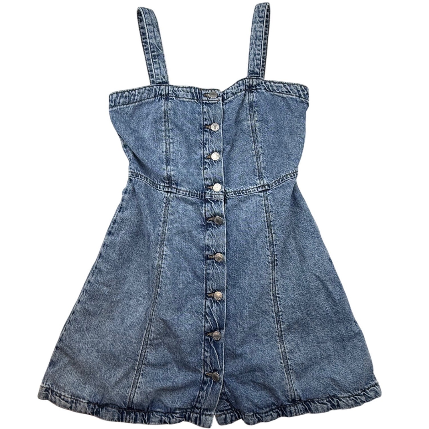 Arizona Jean Denim Button Front Pinafore Dress Womens Medium Y2K 90s Festival