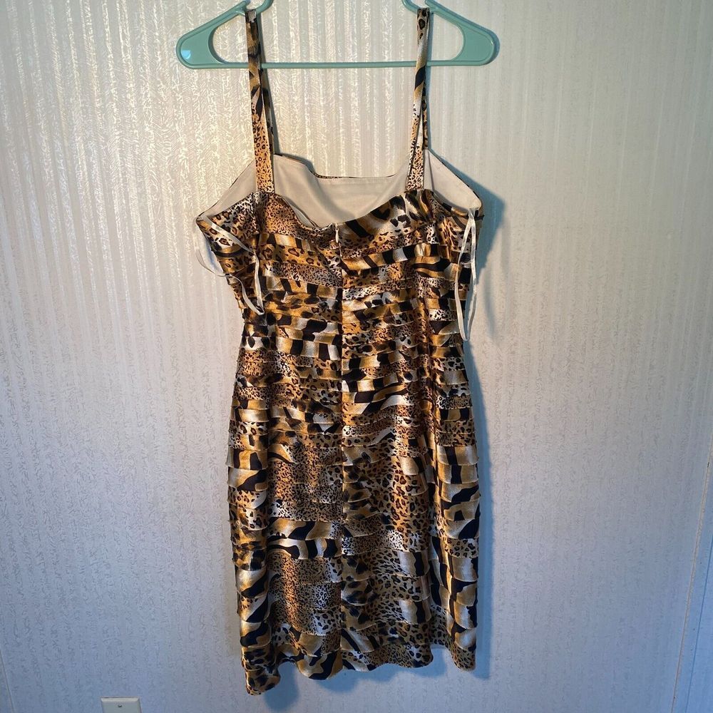 Cathaya Tan and Brown Layered Leopard and Cheetah Print Dress size 14