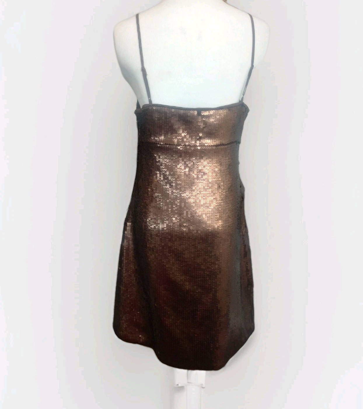 Madewell 6 Sequin Slip Mini Dress Chocolate Brown Y2K Babydoll Preppy Strappy