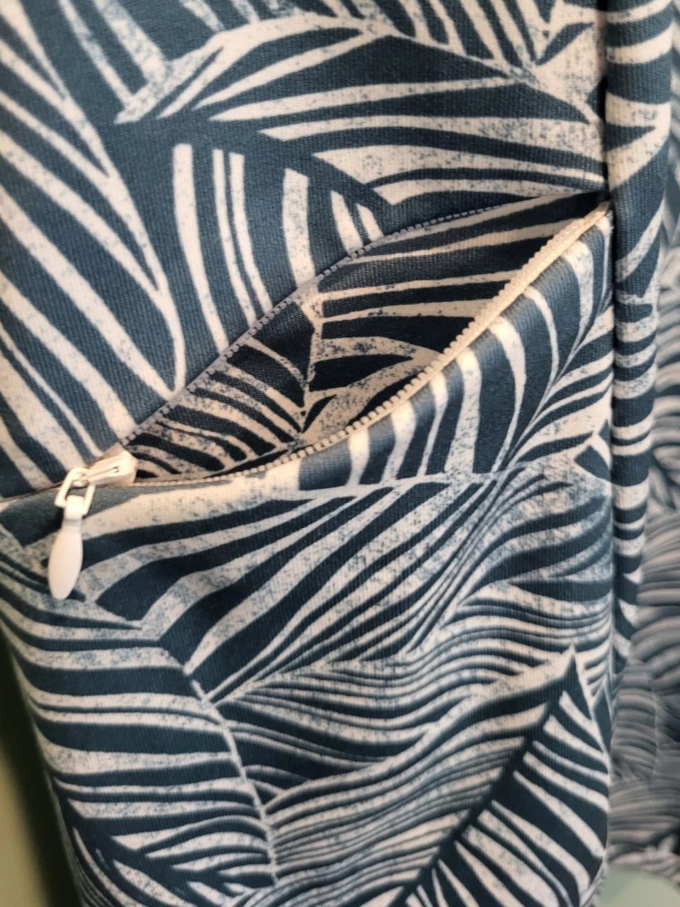 LL Bean Cap Sleeve Athleisure Shift Dress Teal Leaf Scuba Stretch Pocket Sz L