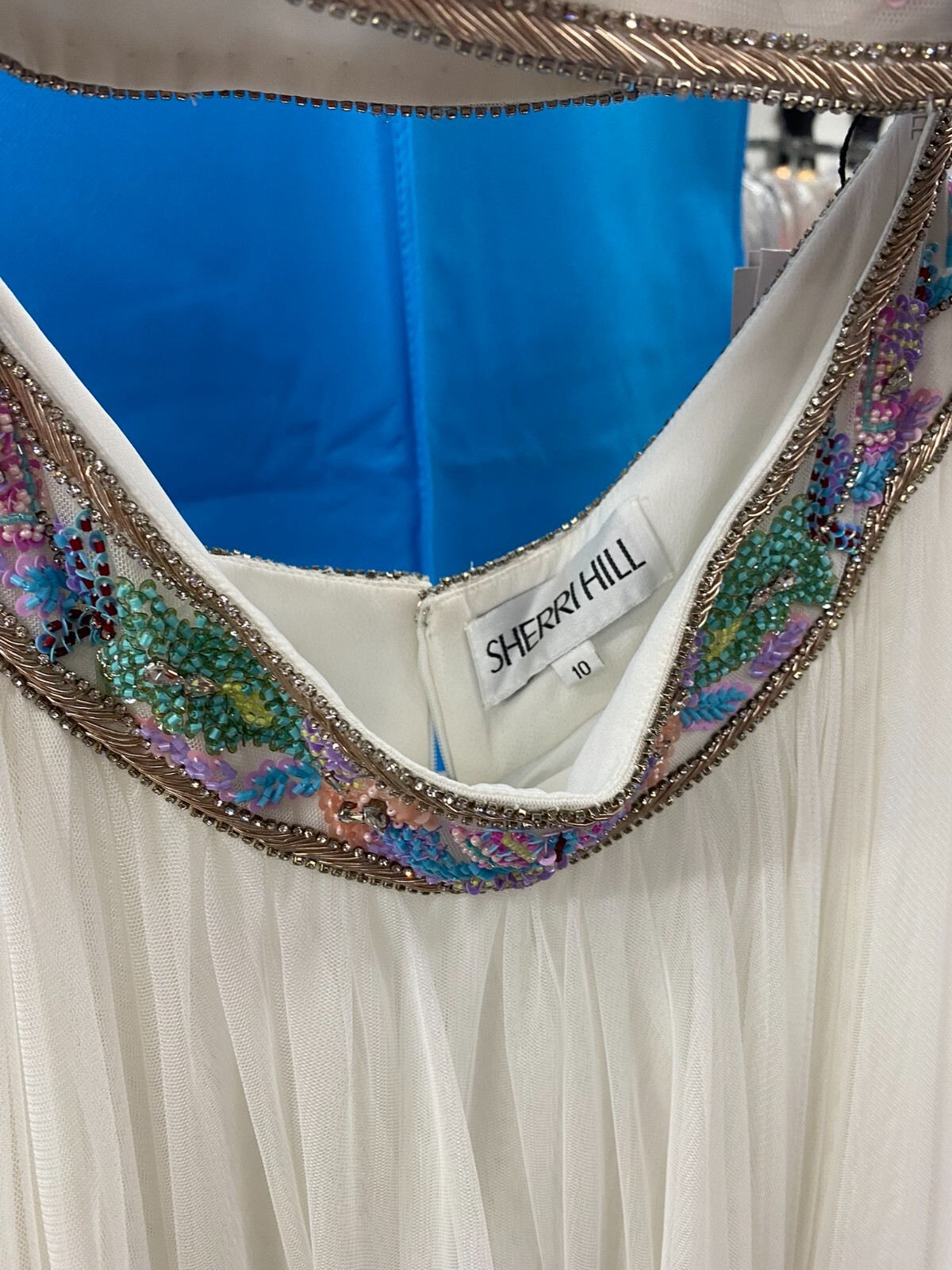AUTHENTIC SHERRI HILL 2PC WHITE/MULTI SZ 10 GOWN FORMAL PROM PAGEANT DRESS #5115