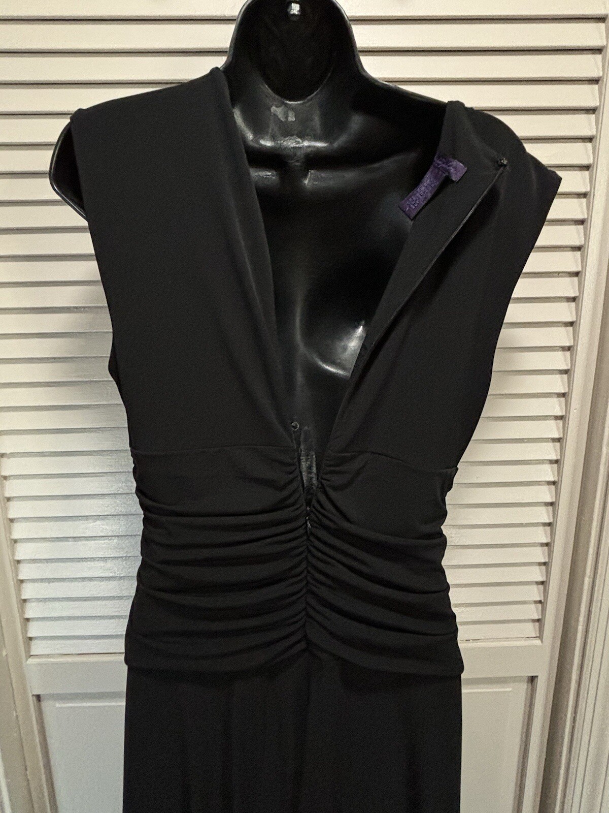 Metaphor Black Sleeveless Dress Long Rouched Waist Back Zip Size 8 Gemstones