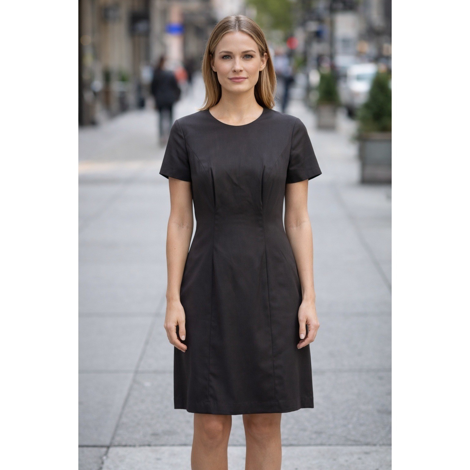 Vintage Giorgio Armani Dress Womens Size 40 Wool Short Sleeve Brown Sheath Italy