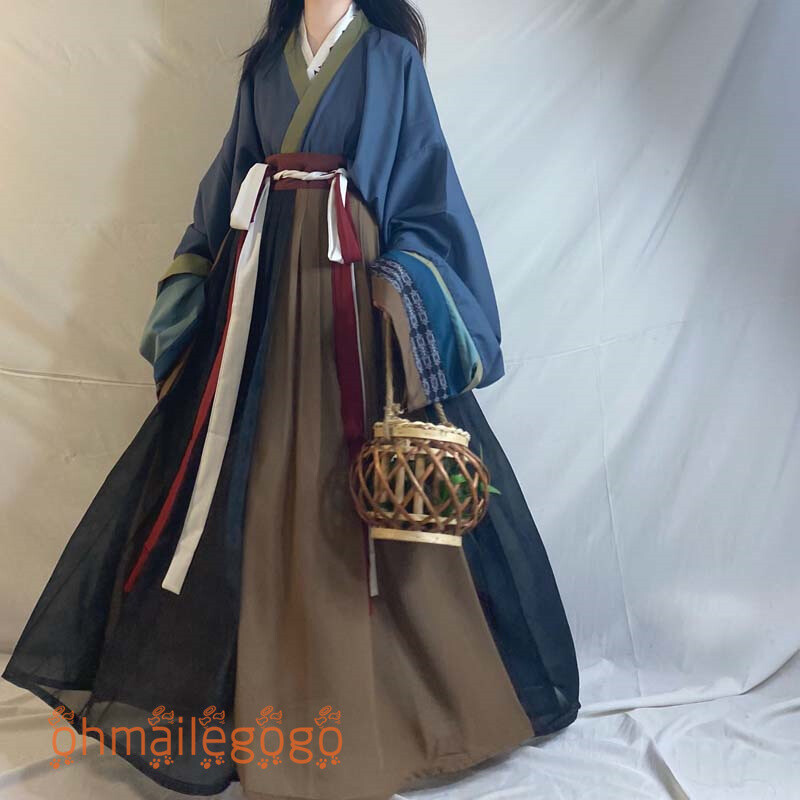 NanGe Hanfu Women’s Dress Ancient Costume 3 Pcs Set Inner+Tops+Skirt Cosplay