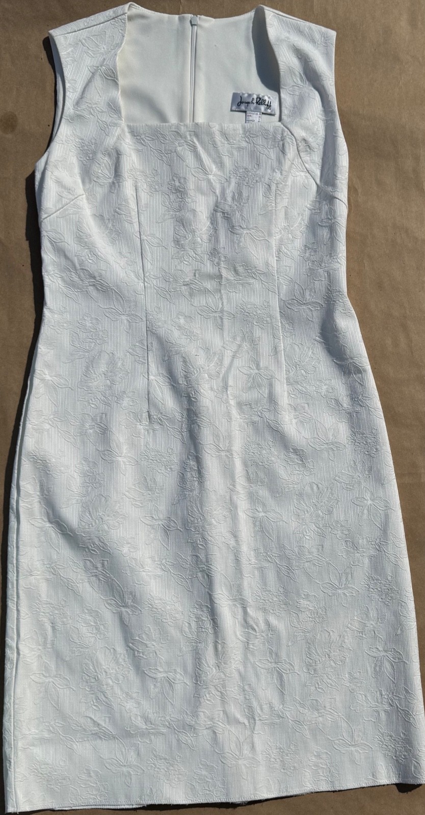 Joseph Ribkoff White Textured Floral Jacquard Sheath Dress – Size 10 EUC
