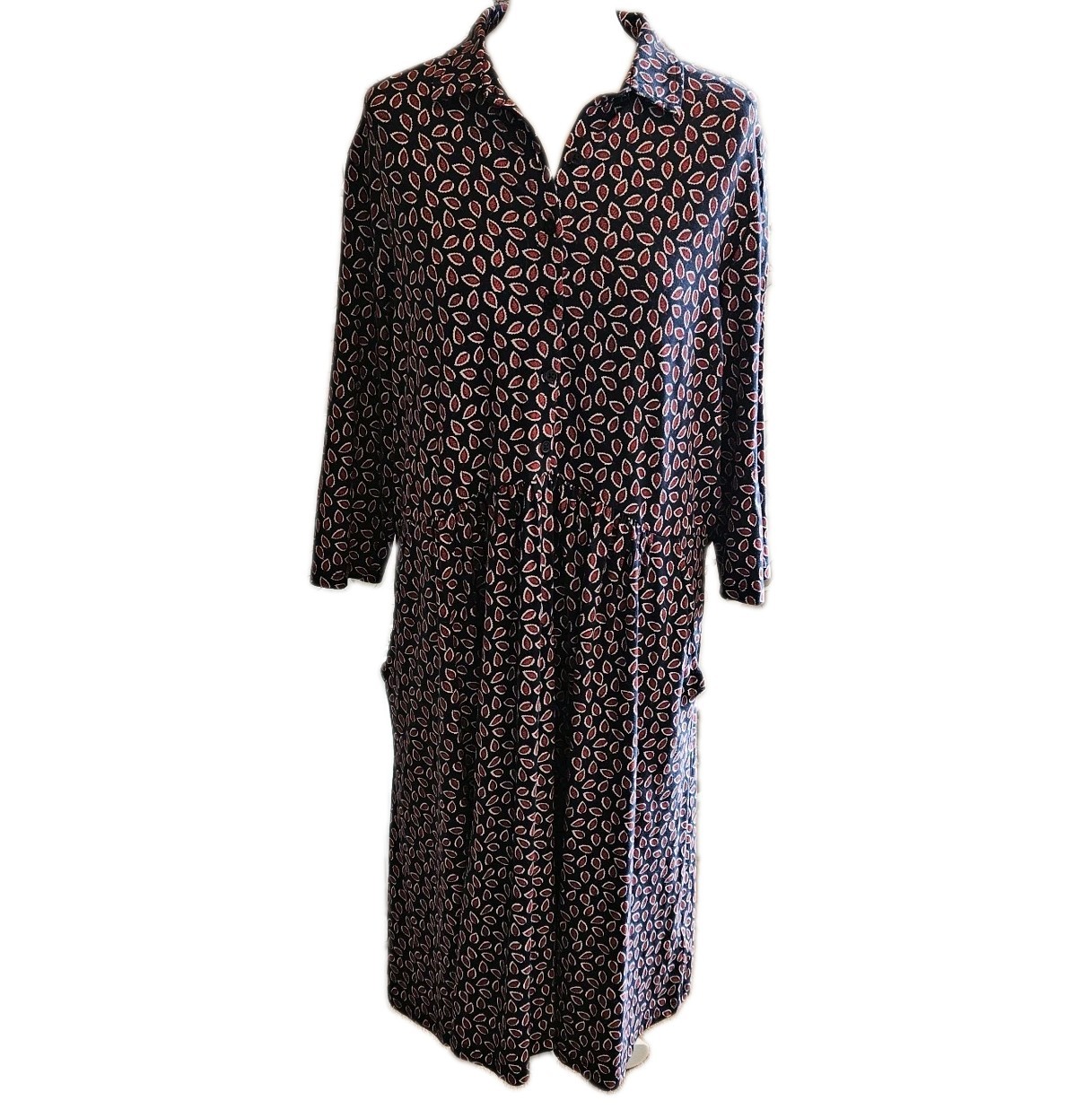 Seasalt Wood Rush Dress 16 Long Sleeve Collared Organic Cotton Elastane Navy