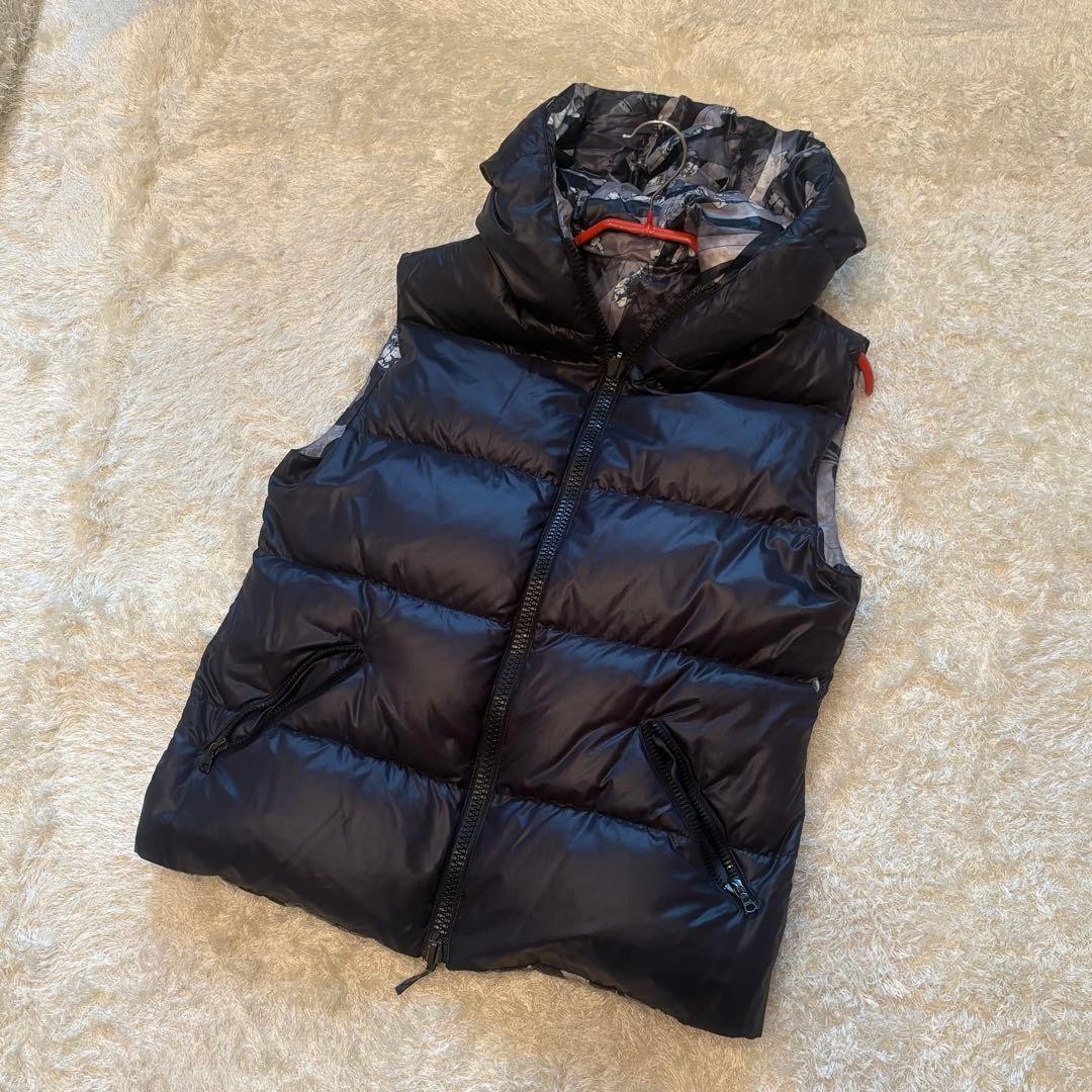 Emilio Pucci Reversible Hooded Down Vest Black Gray White Gradient Lightweight