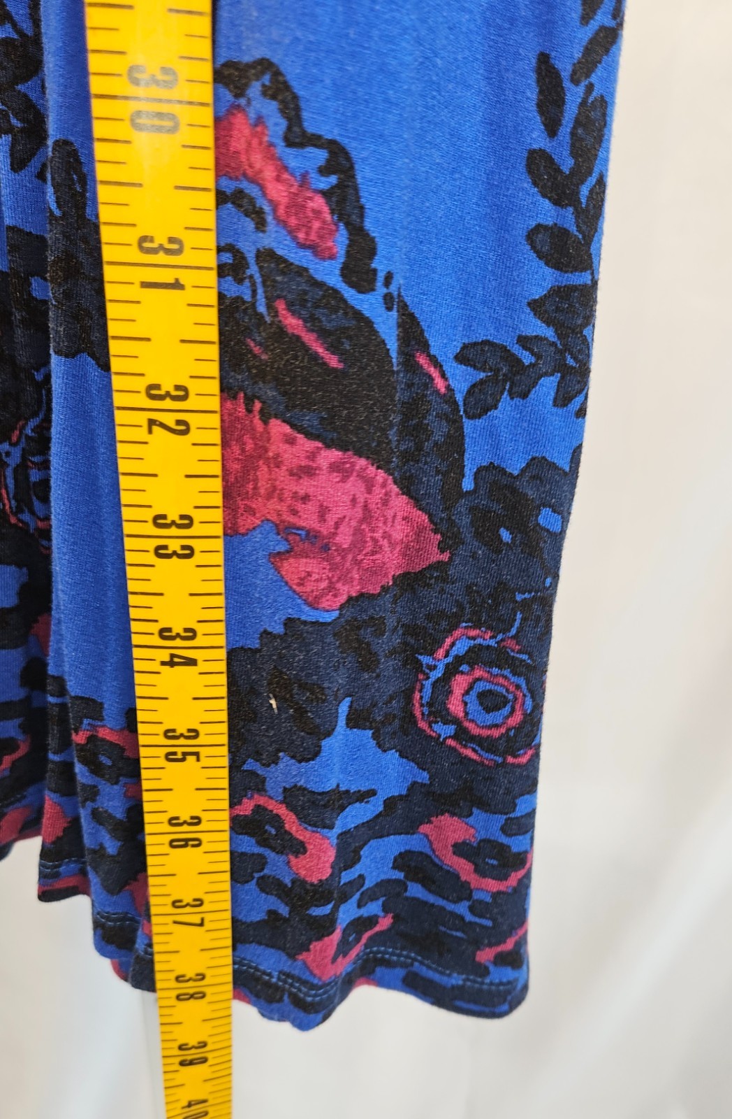 Style & Co Blue Floral Swing Dress Sleeveless Stretch Knit Boho Lagenlook Size S
