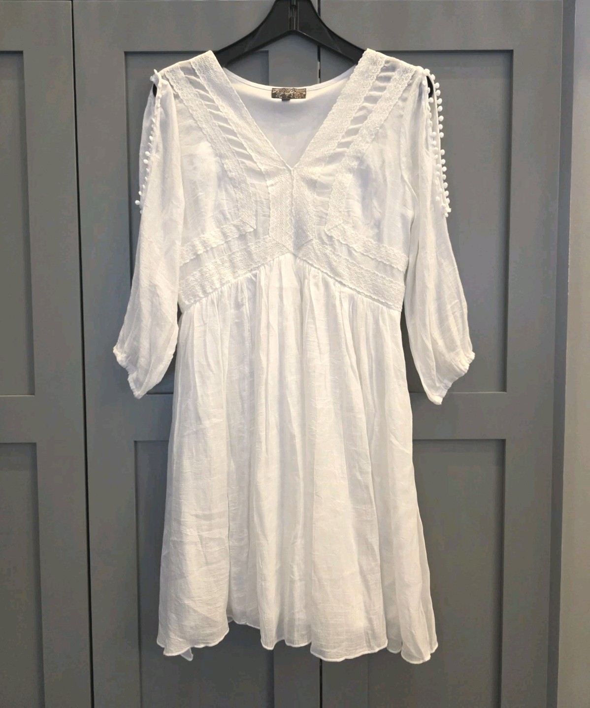 Beachy White Lightweight Prarie Dress Fairy Romantic Feminine Angelcore Size M