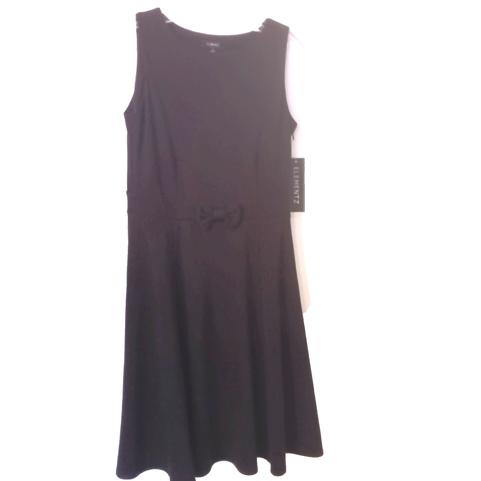NWT Elementz Womens Sleeveless Black Bow Waist Fit & Flare Dress – Size S