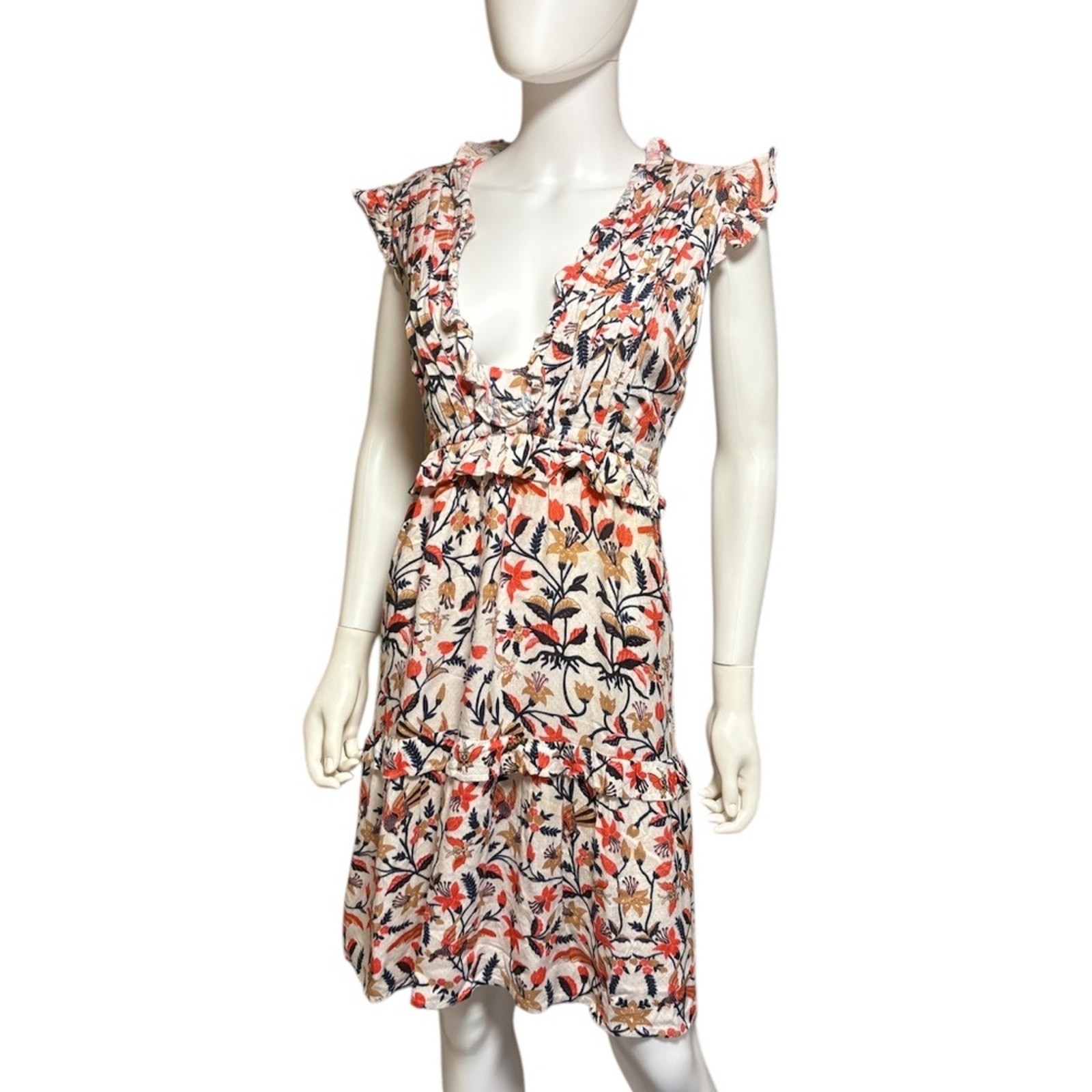Banjanan Floral V Neck Dress – Size L – Summer Fall Spring Winter – Designer