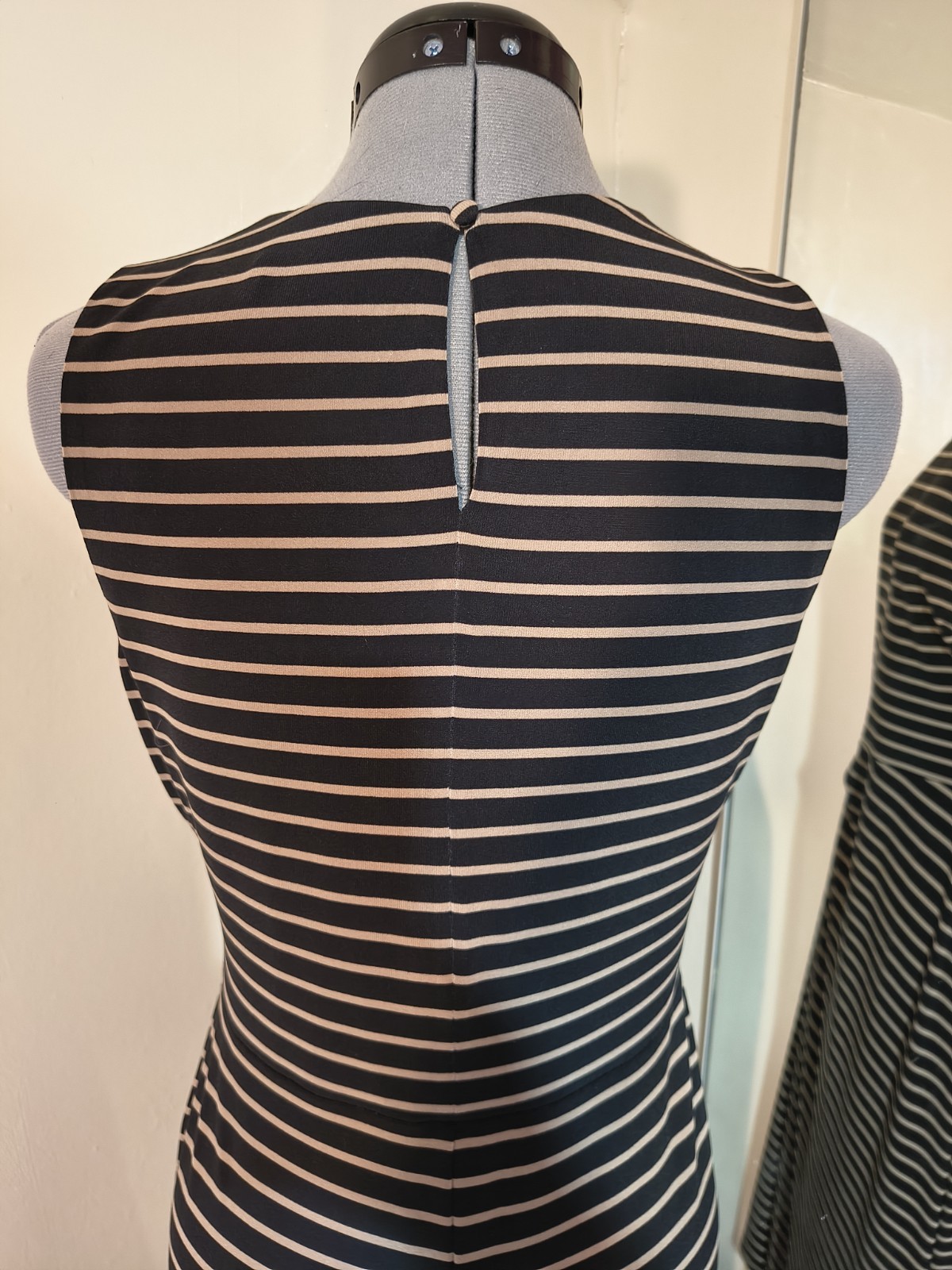 Lauren Halph Lauren Sleeveless Black and Cream Stripped Maxi Dress