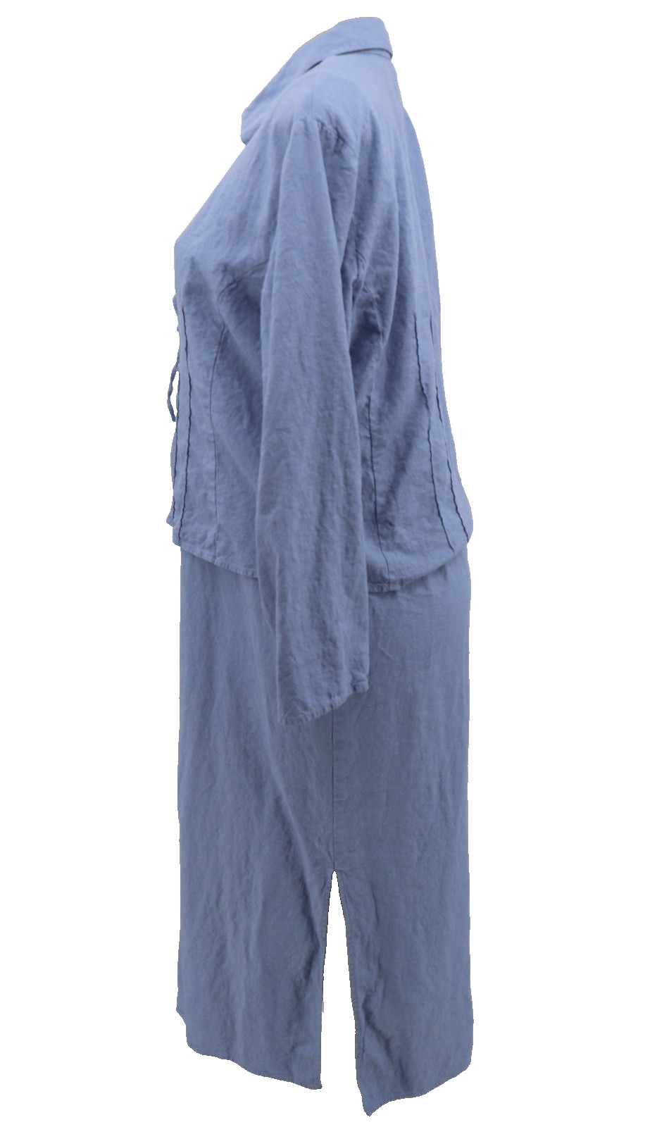 Coldwater Creek 2 Pc Linen Blend Maxi Dress & Jacket Womens Size Large Blue Long