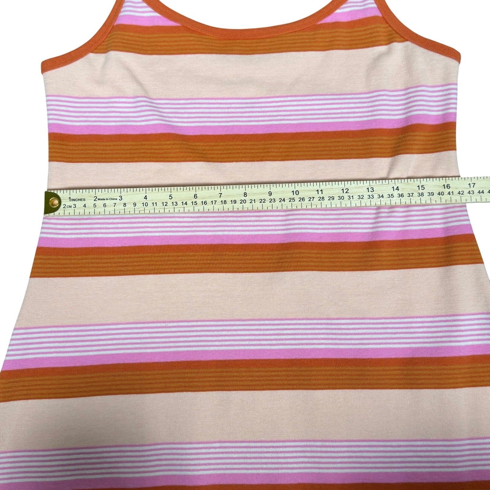 American Eagle Striped Camisole Mini Dress Womens Large Orange Pink Sleeveless
