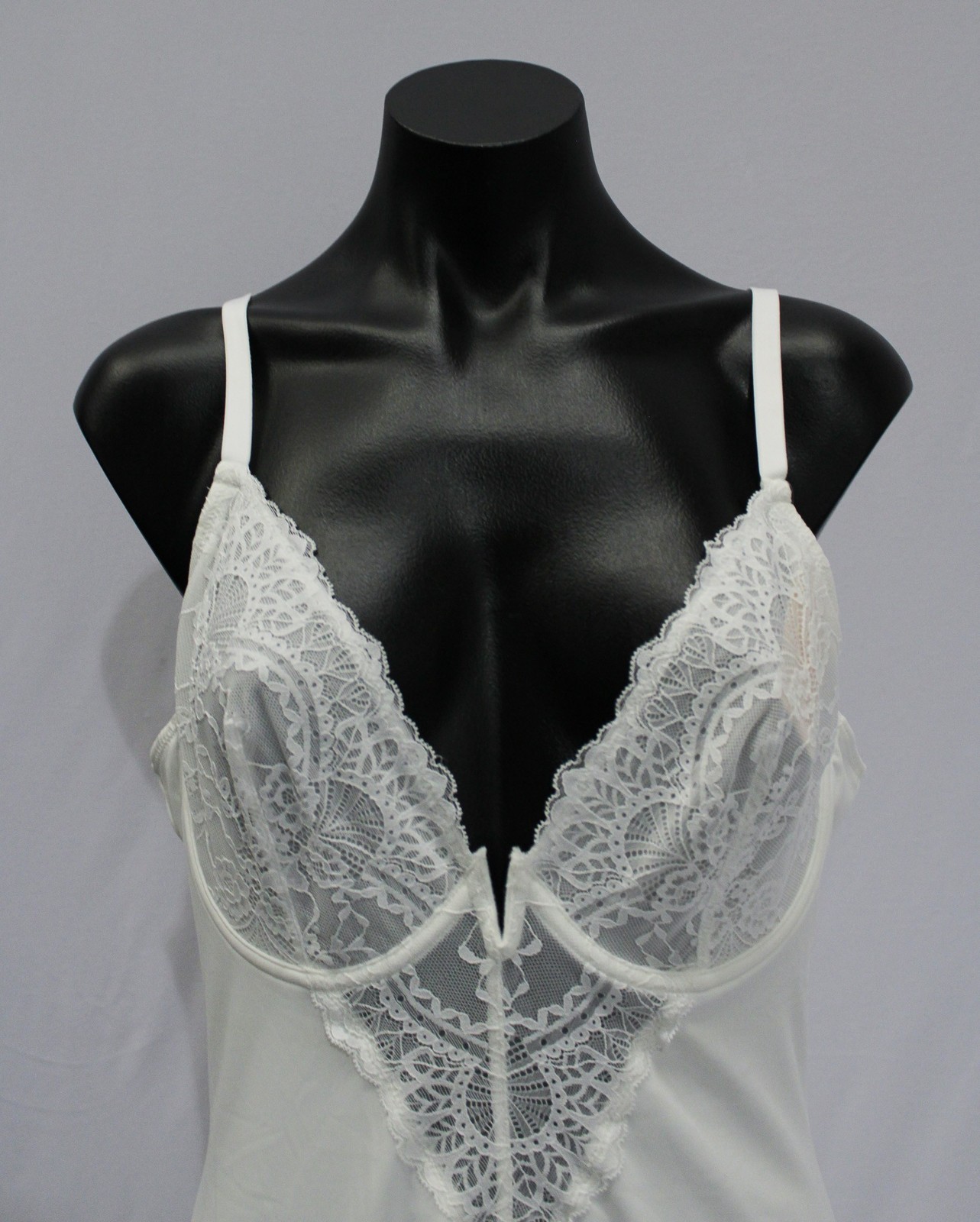 Popilush Womens Lace V-Neck Side Slit Slimming Maxi Slip Dress BE5 White Size XL