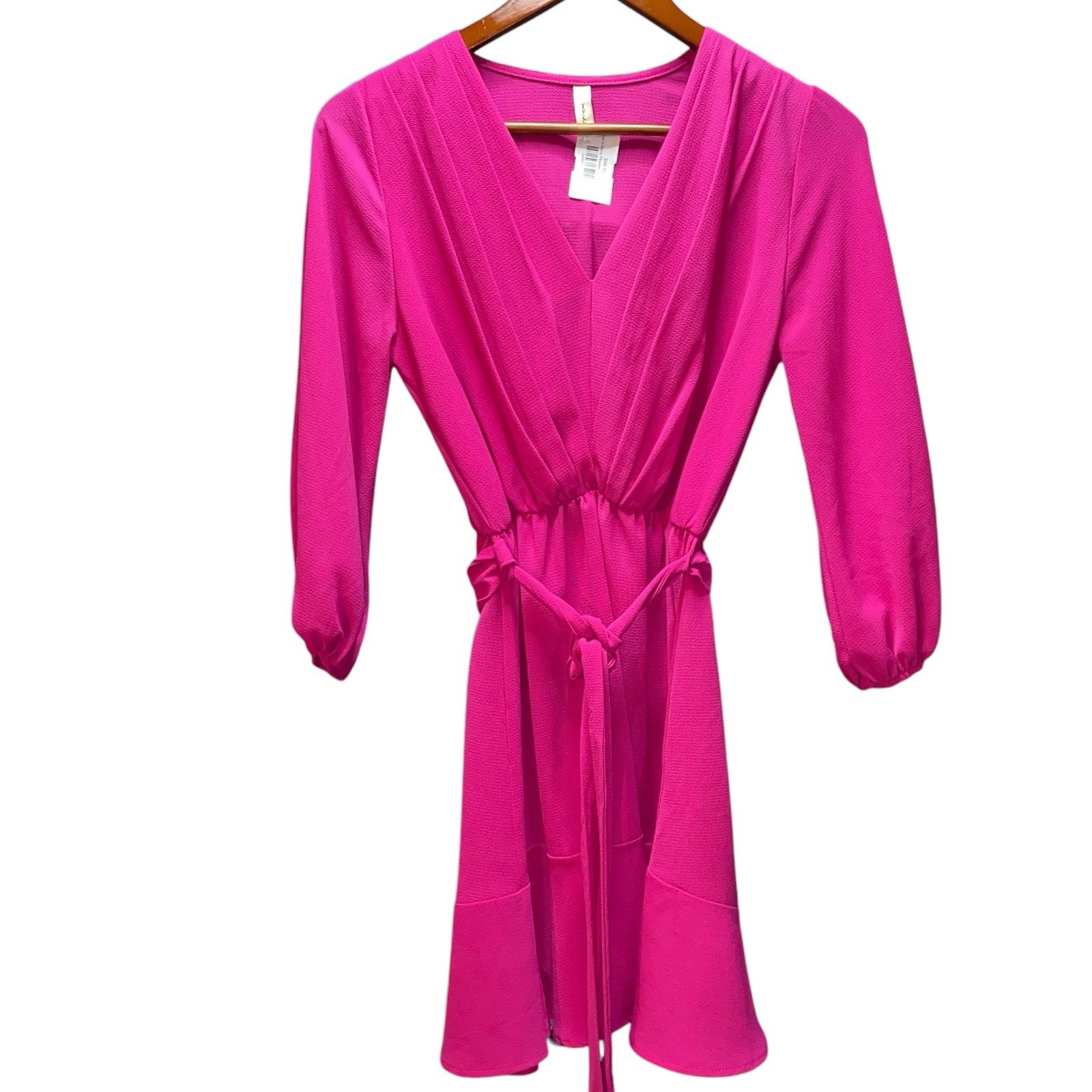 NEW Tyche Fuchsia V-Neck Bodice Evening Date Event MIDI Dress Women’s Small