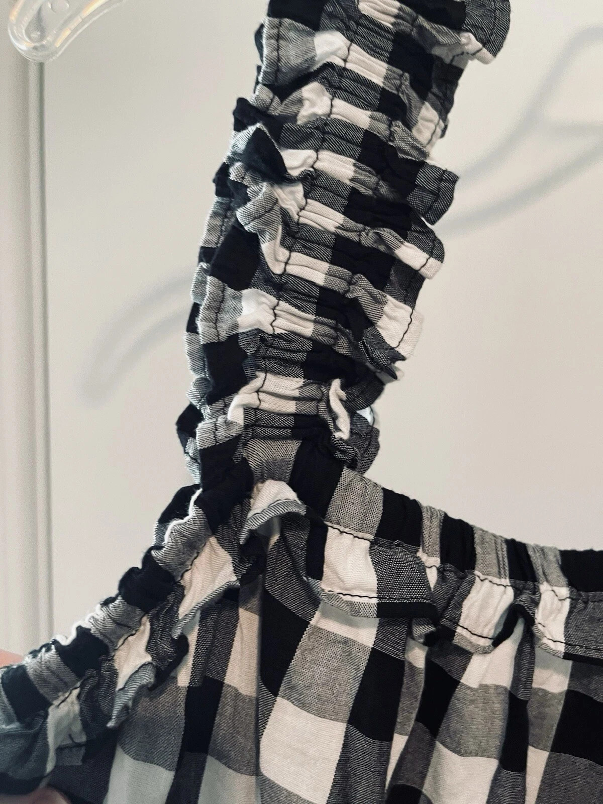 Casual Black & White Check Gingham Maxi Dress Ruffle Long Dress M-L-XL-XXL
