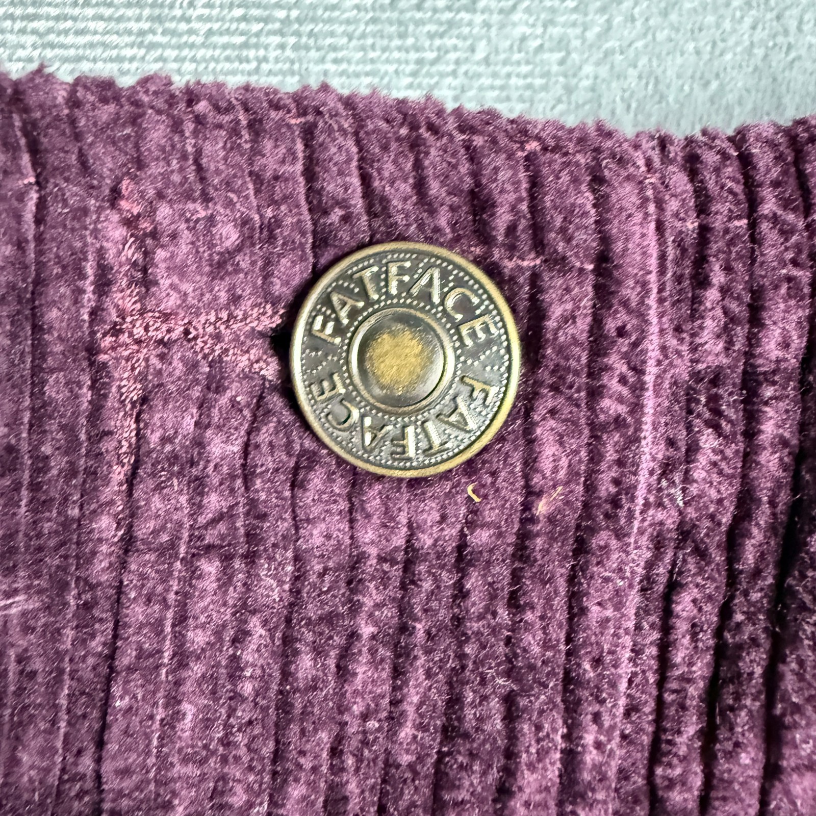 Fat Face US 12 UK 16 Purple Pinafore Dungaree Mini Dress Corduroy Button Pockets