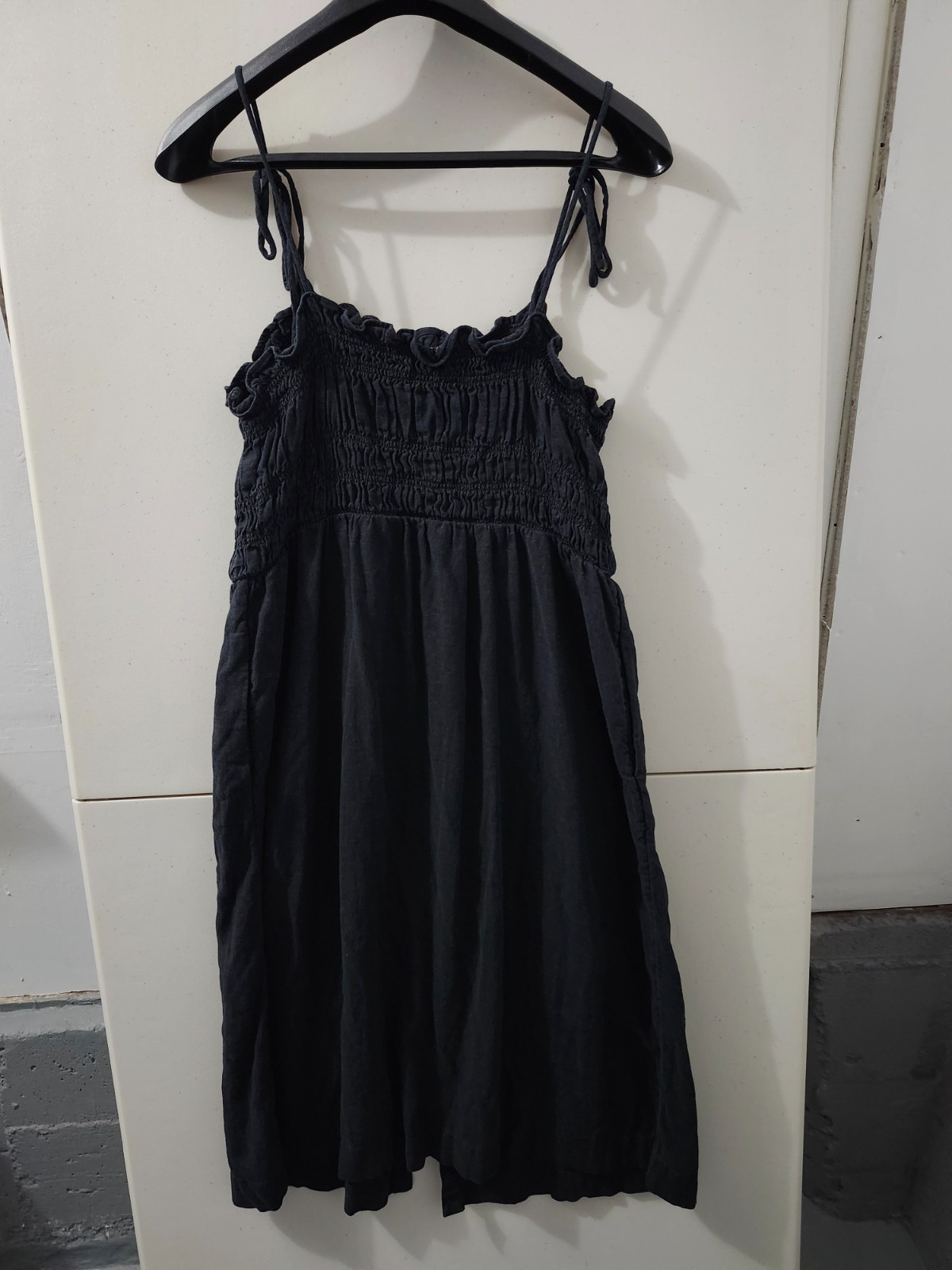 Universal Thread Dress Womens XL Strap Cami Button Up Pintuck Smock Linen Blend