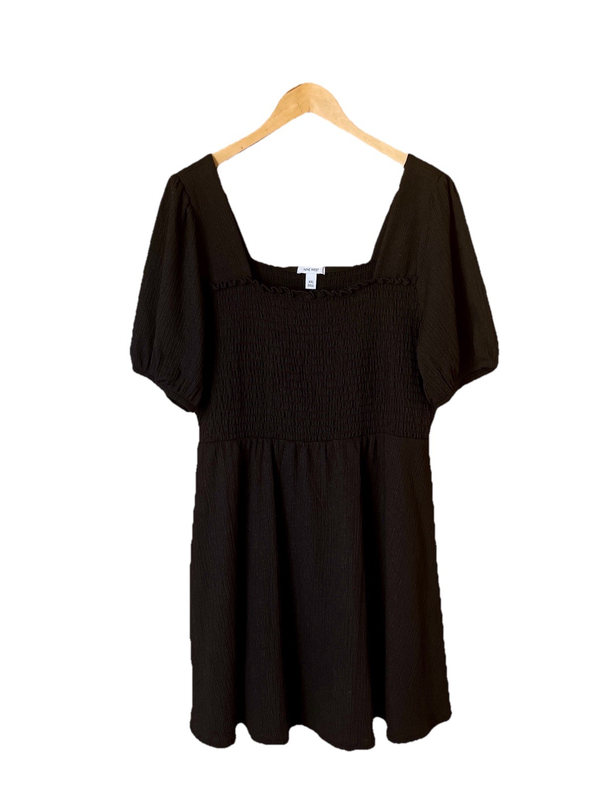 NINE WEST Dress Womens XXL Extra Large Black Tunic Top Puff Sleeve Babydoll LBD
