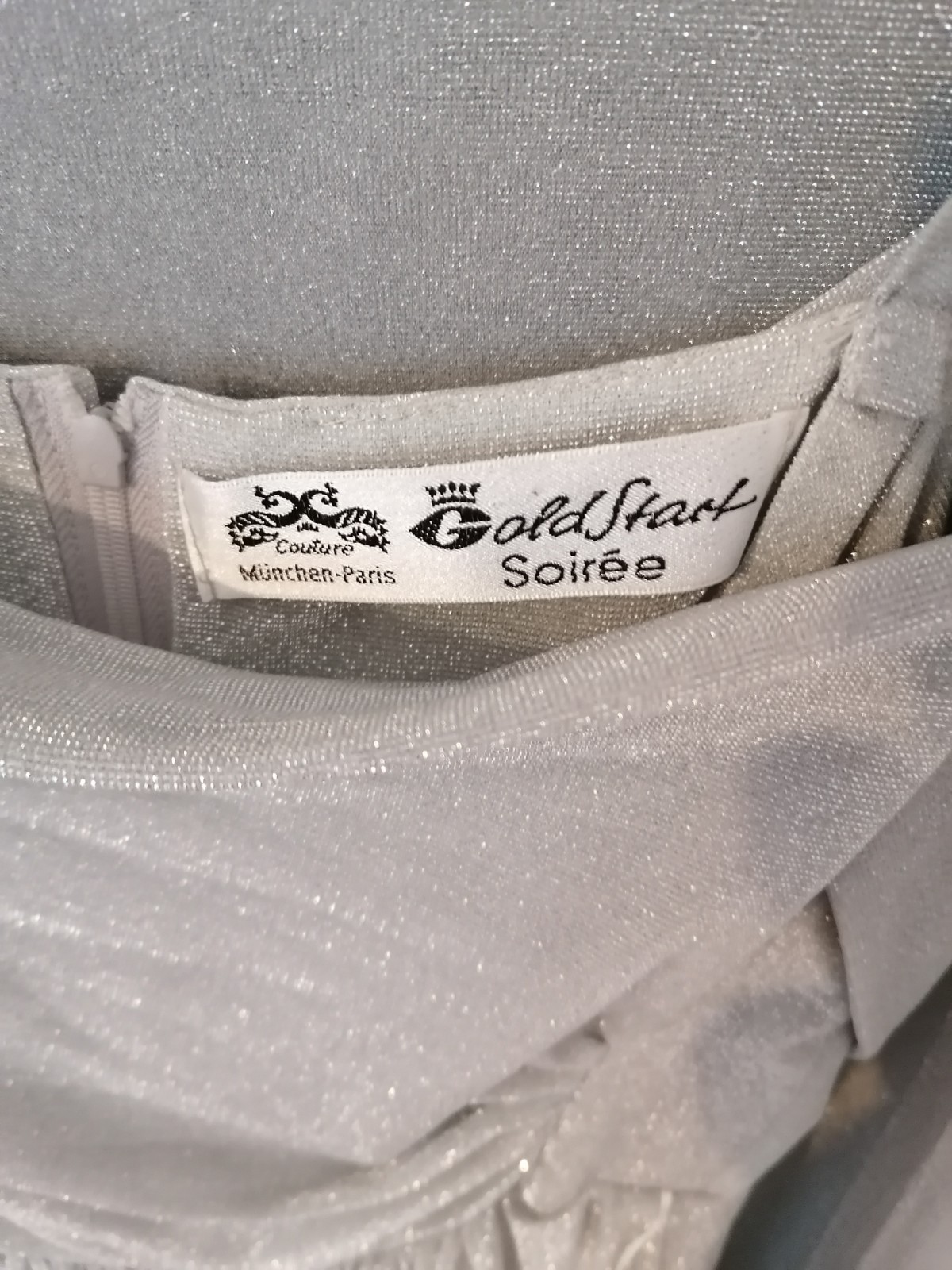 GoldStart Soirée Evening Dress Silver Lurex Glitter – Couture Munich-Paris