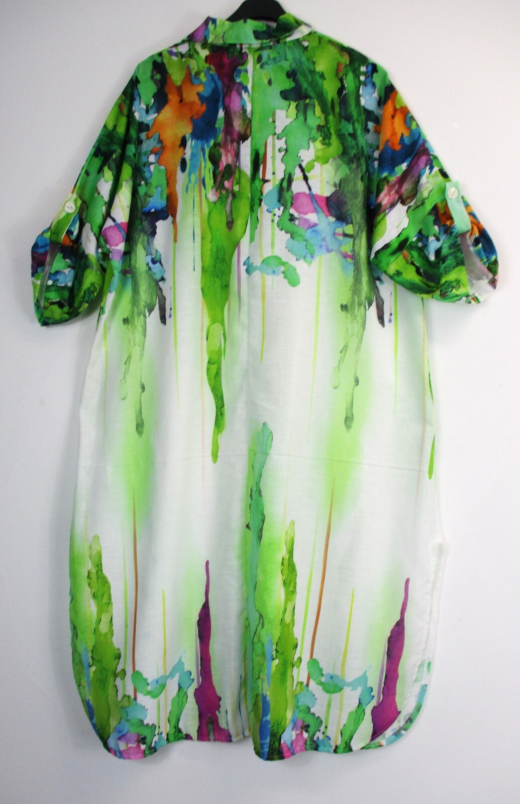 LagenLook Womens Ladies 40% Linen Long Over Shirt One Size : Plus: 16-20