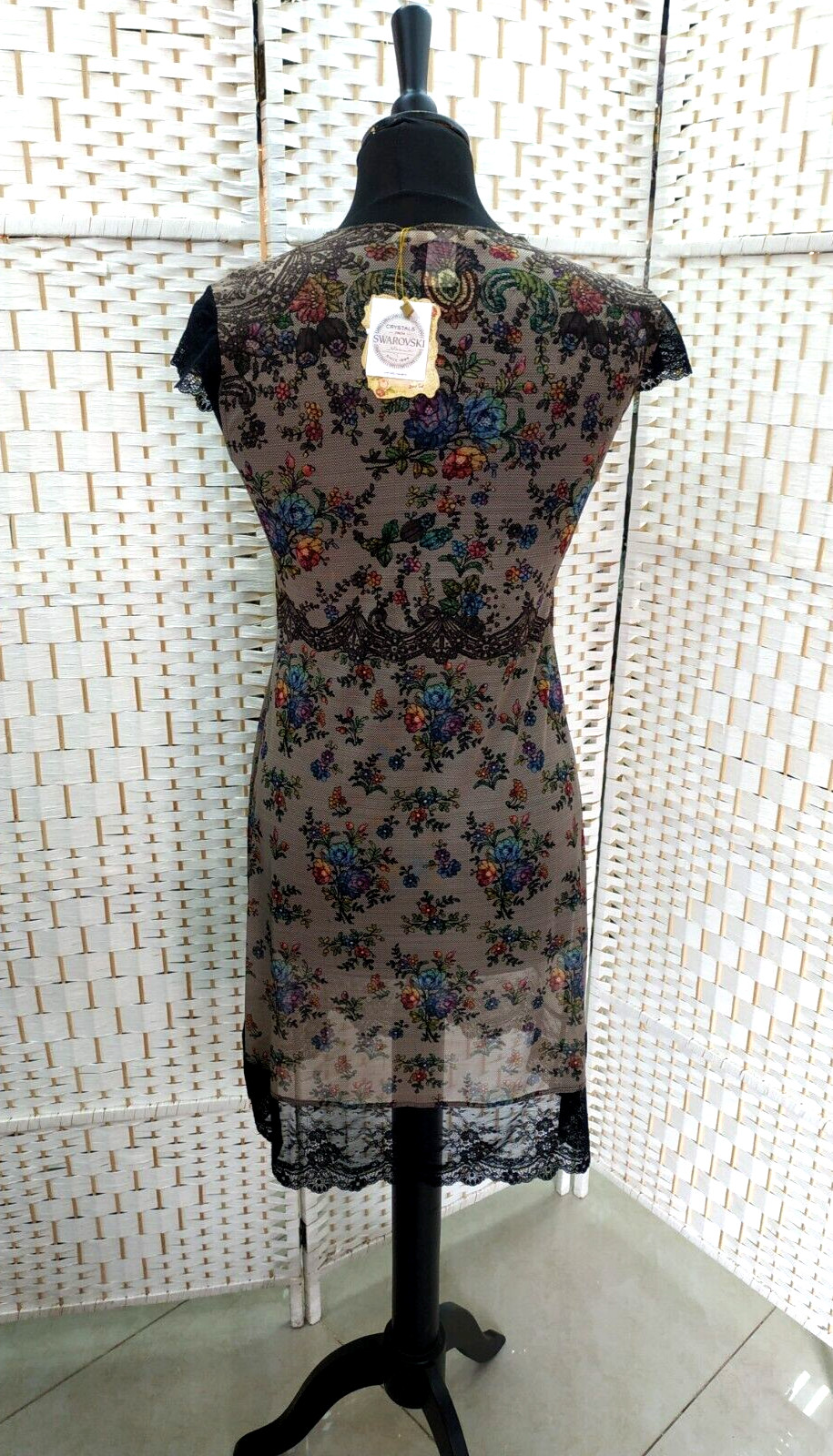 Beautiful Michal Negrin Colorful Crystal Touche Flowers Dress Size – M –