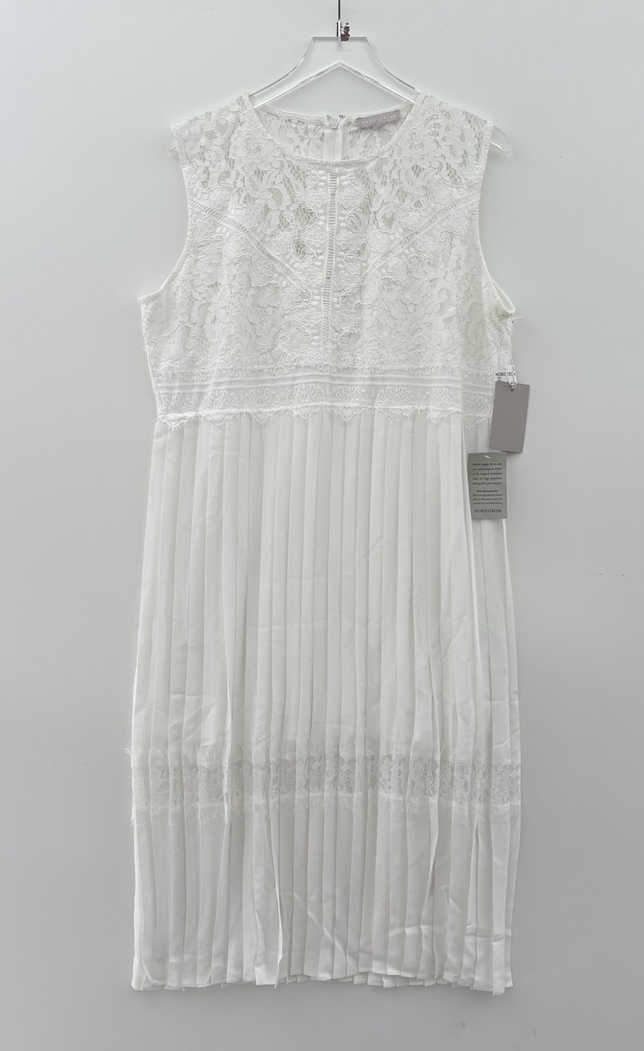 NWT Chelsea 28 Womens White Lace Pleated Tiered Maxi Dress Size XXL