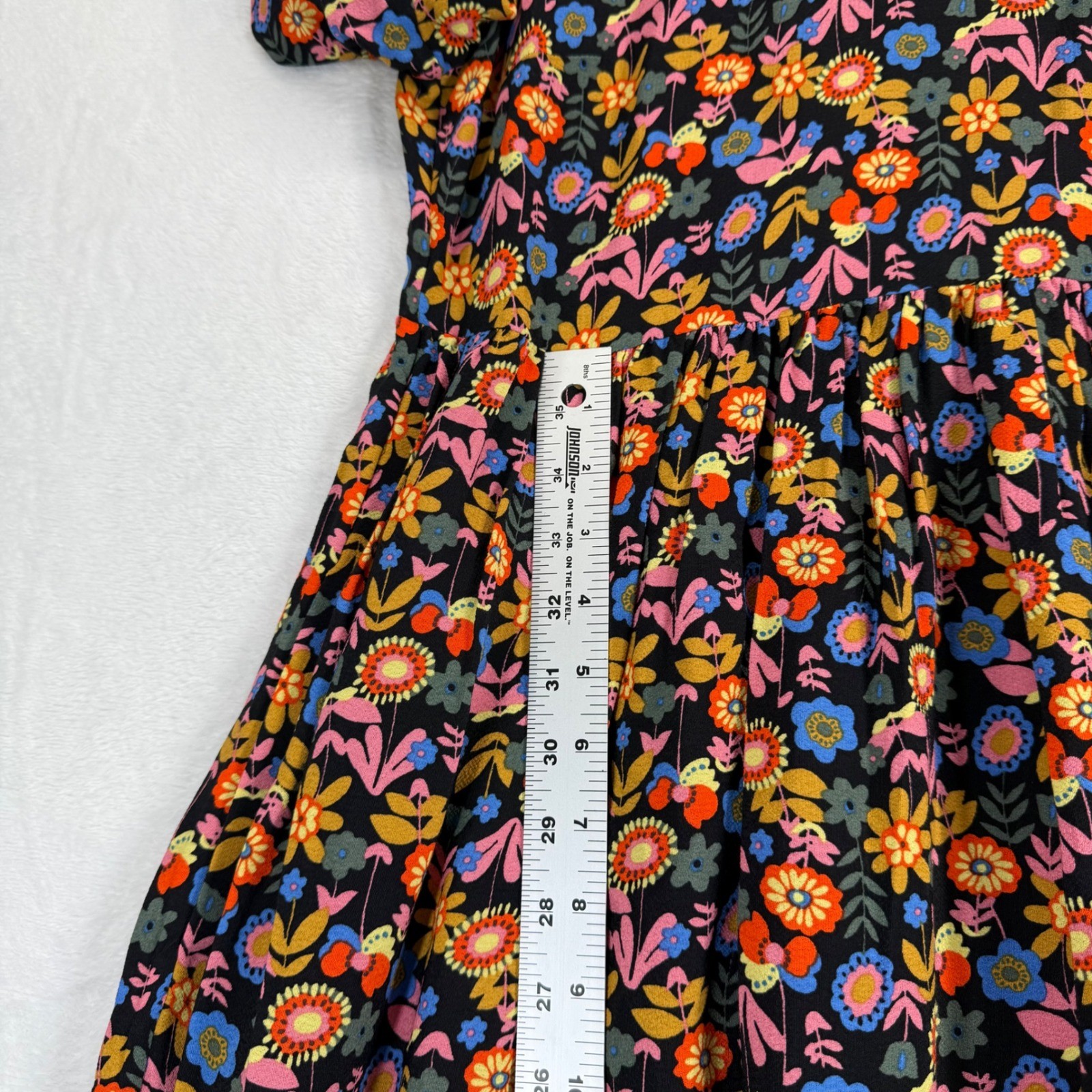 Boden Womens Floral Long Sleeve Maxi Dress Black Pink Orange US 6R UK 10R Boho