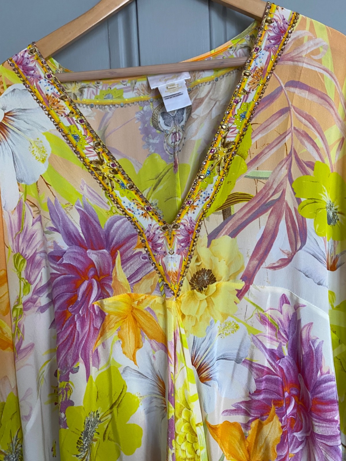 CAMILLA FRANKS YELLOW FLORAL T-SHAPE KAFTAN O/S