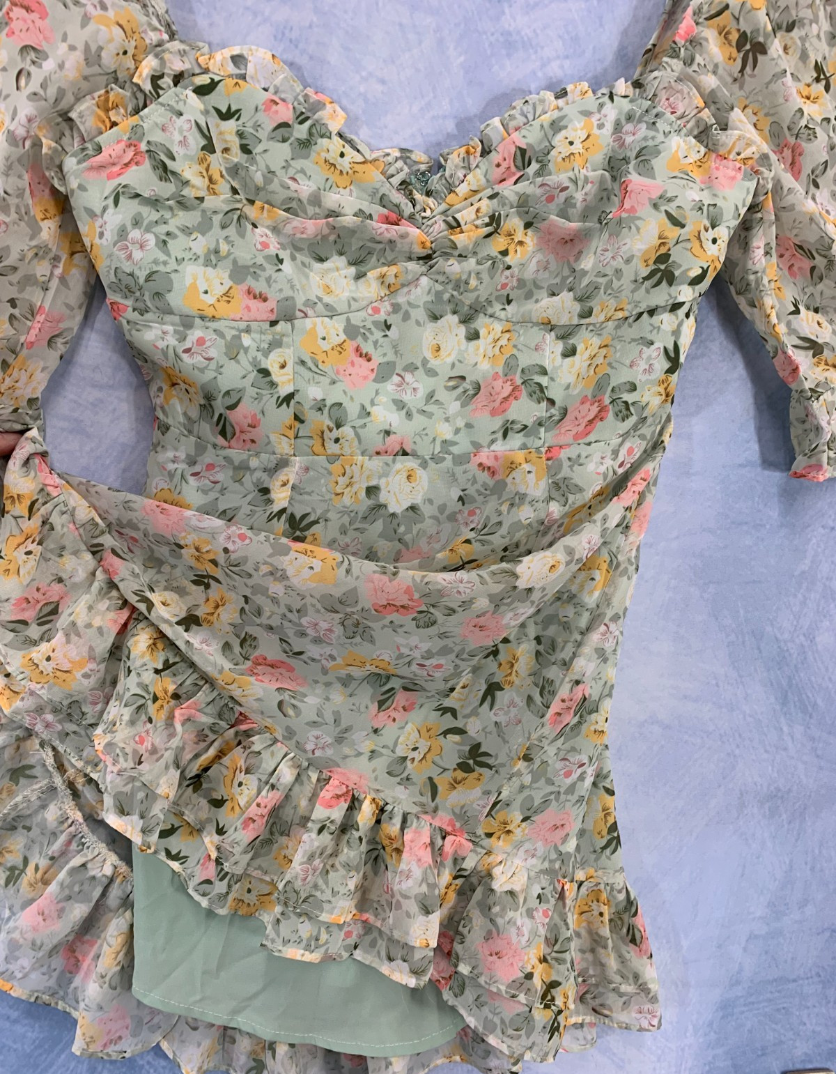 NWT Hello Molly Greenfloral-S Halter Bustier A Line Mini Dress