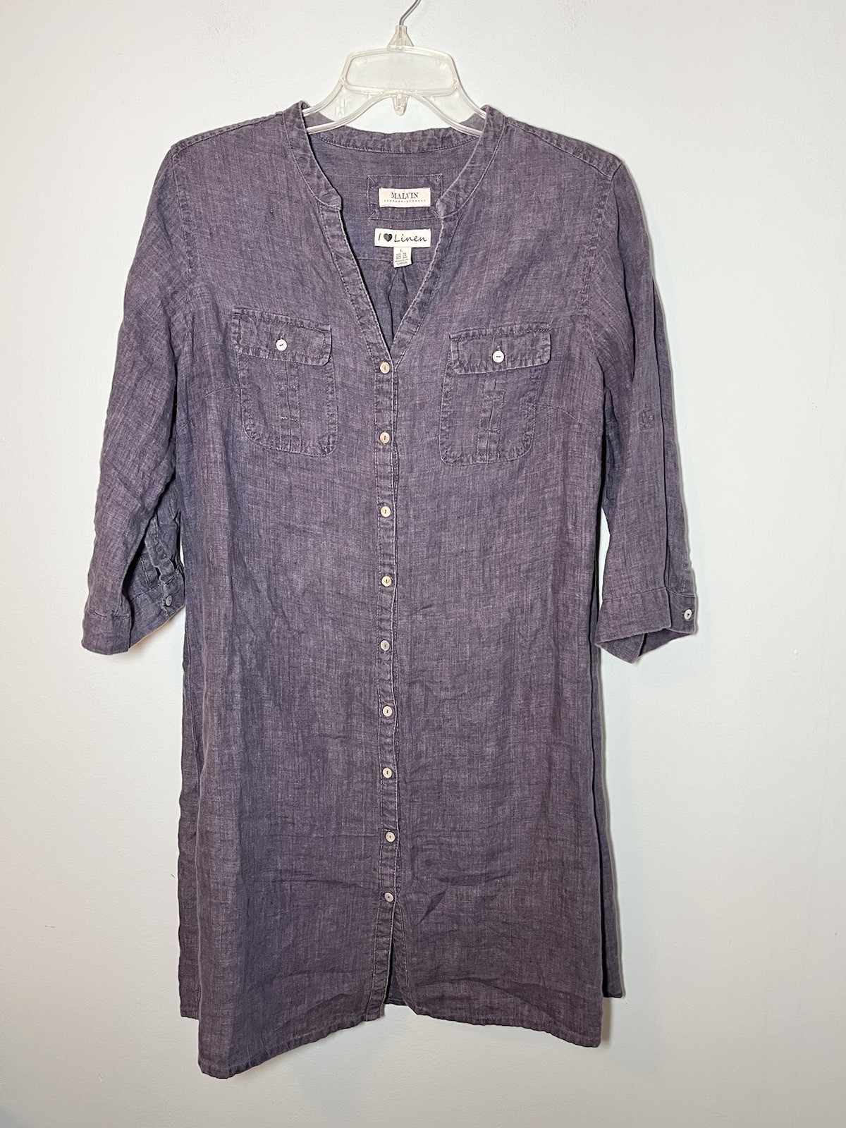 Malvin Hamburg Germany I Love Linen Travel Resort PeriBlue Lagenlook Dress Sz L