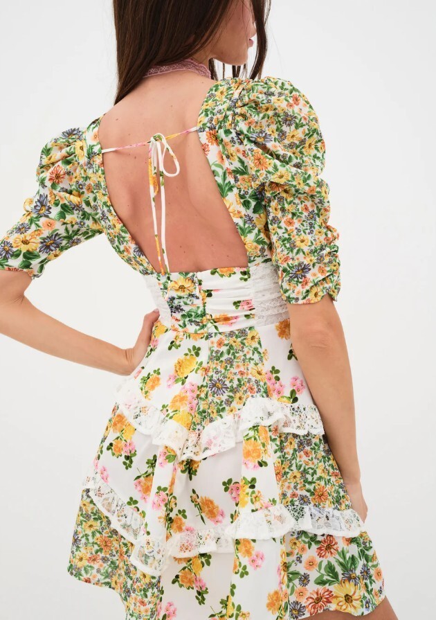 For Love & Lemons Rosalyn Floral Lace Mini Dress – Women’s XS